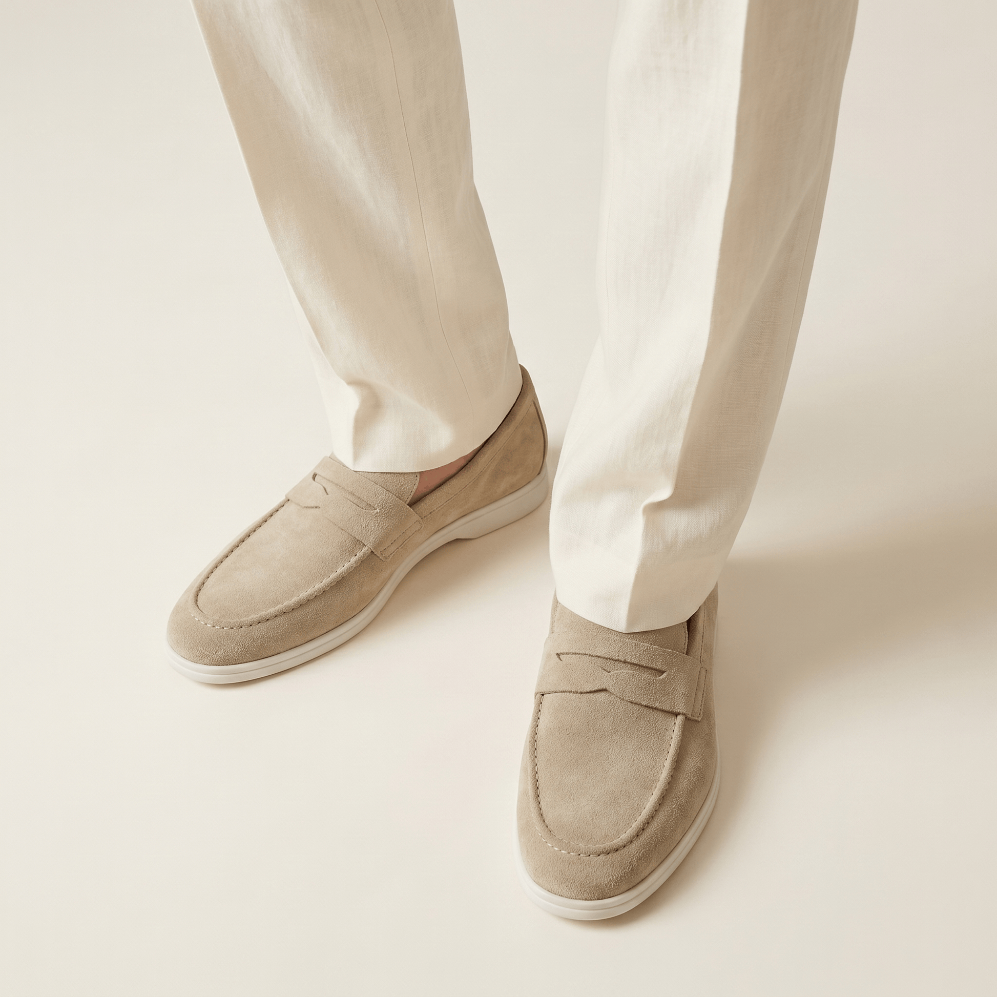 Mocassin Homme Penny Loafer en Daim à Semelle Contrastée