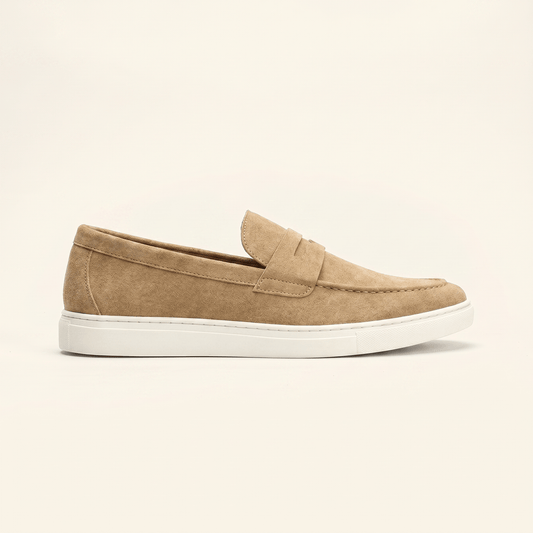 Mocassin Homme Penny Loafer en Daim à Semelle Contrastée