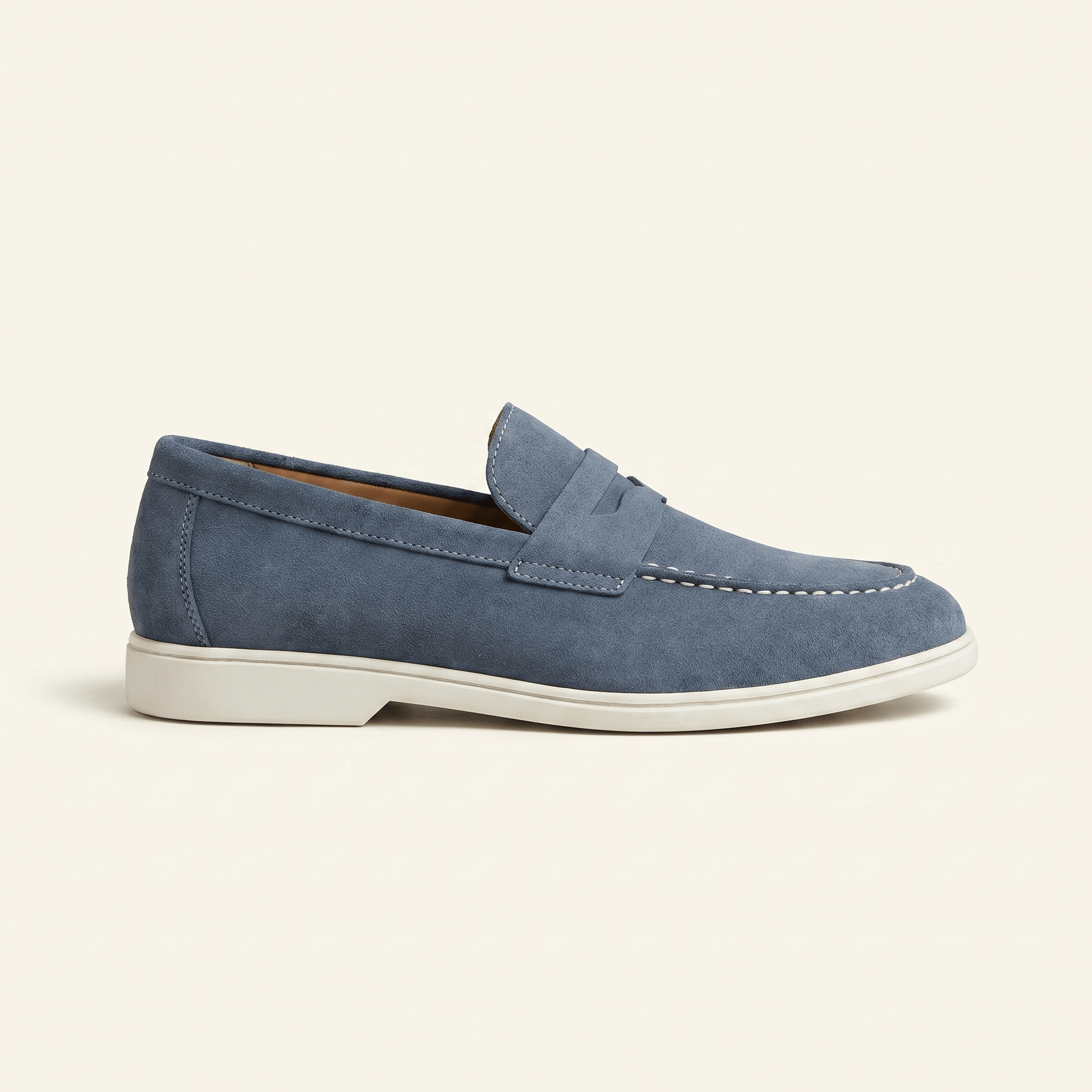 Mocassin Homme Penny Loafer en Daim à Semelle Contrastée