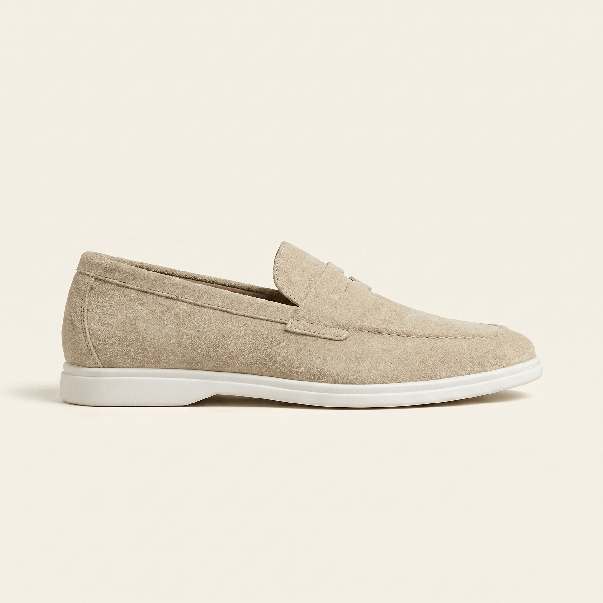 Mocassin Homme Penny Loafer en Daim à Semelle Contrastée