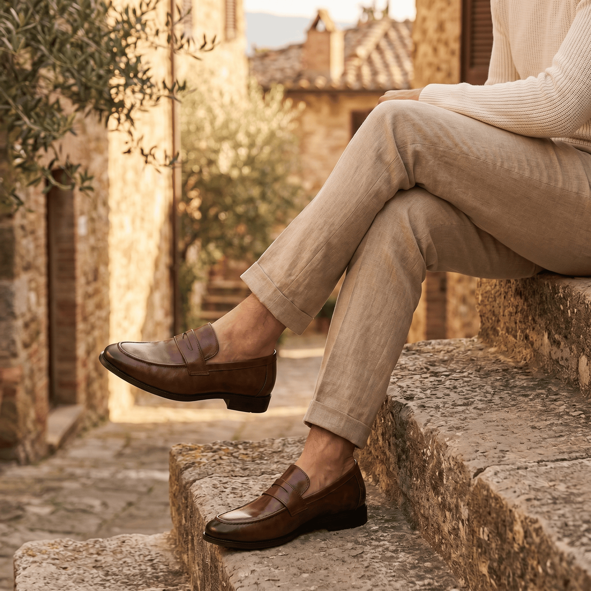 Mocassin Homme Penny Loafer Habillé en Cuir Lisse