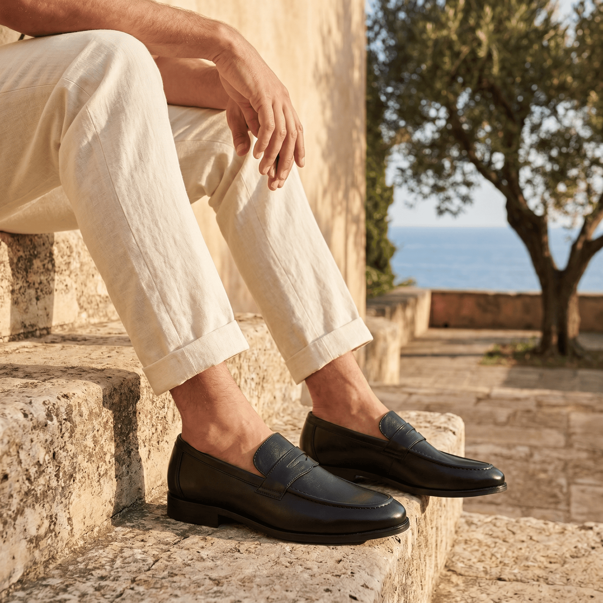 Mocassin Homme Penny Loafer Habillé en Cuir Lisse