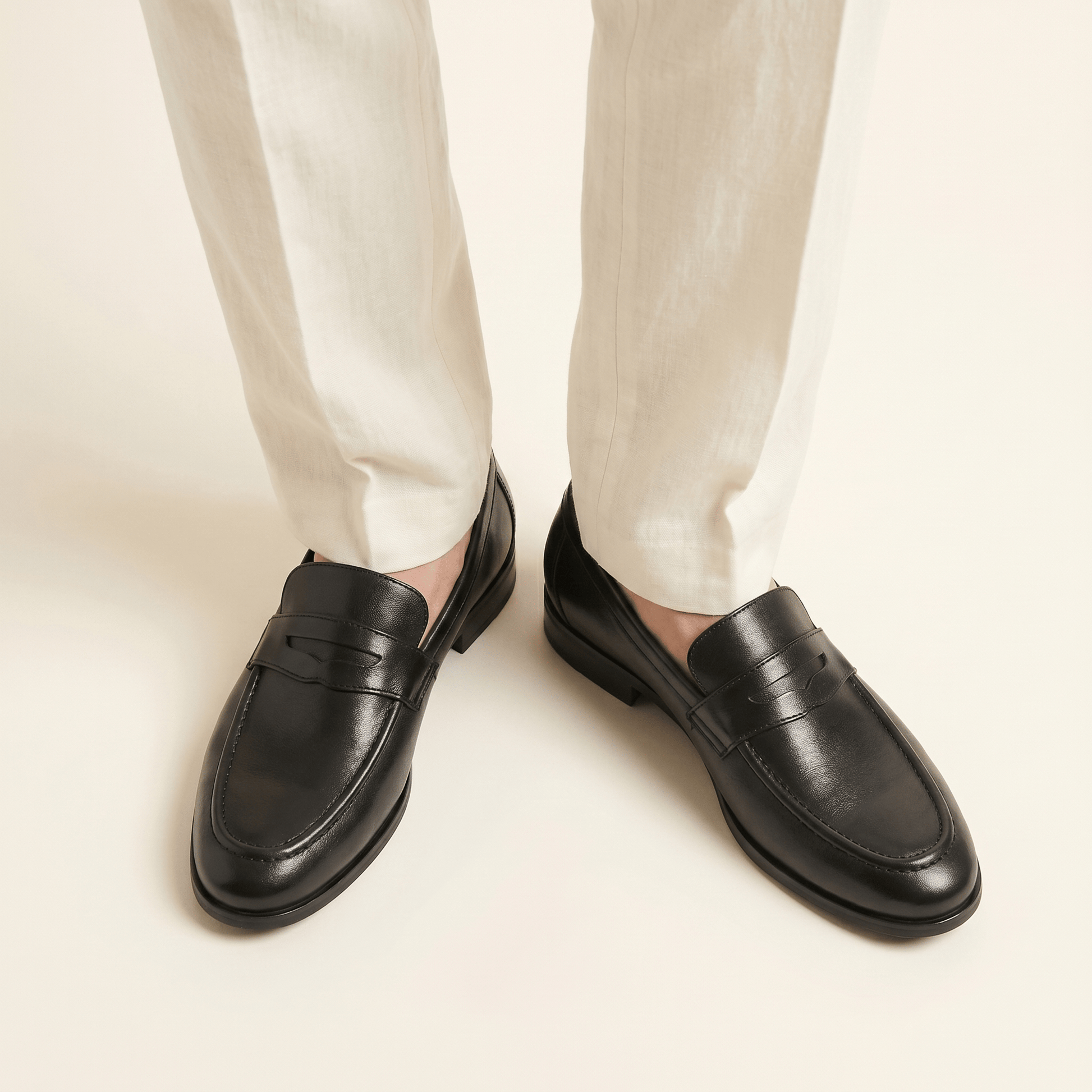 Mocassin Homme Penny Loafer Habillé en Cuir Lisse