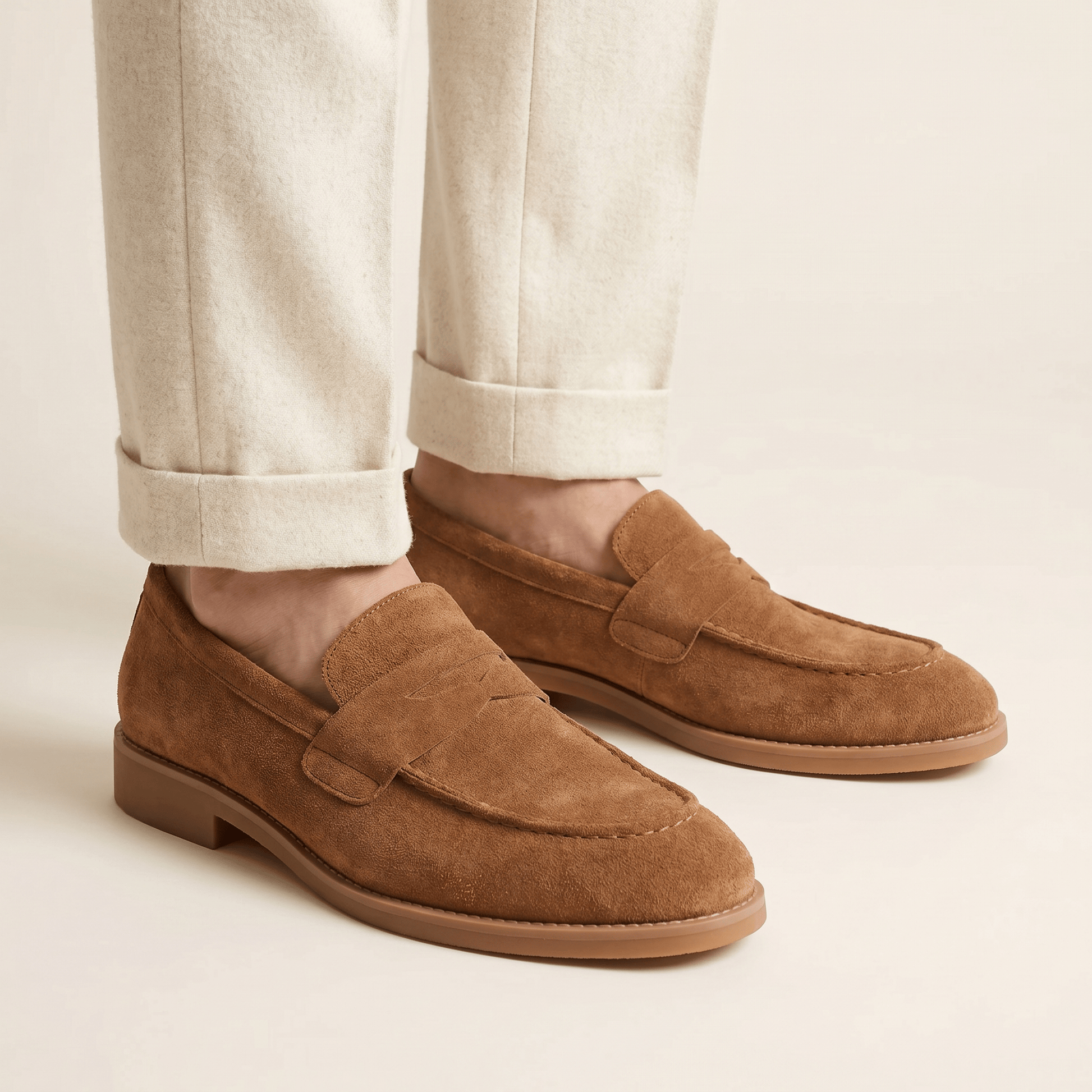 Mocassin Homme Penny Loafer Habillé en Daim