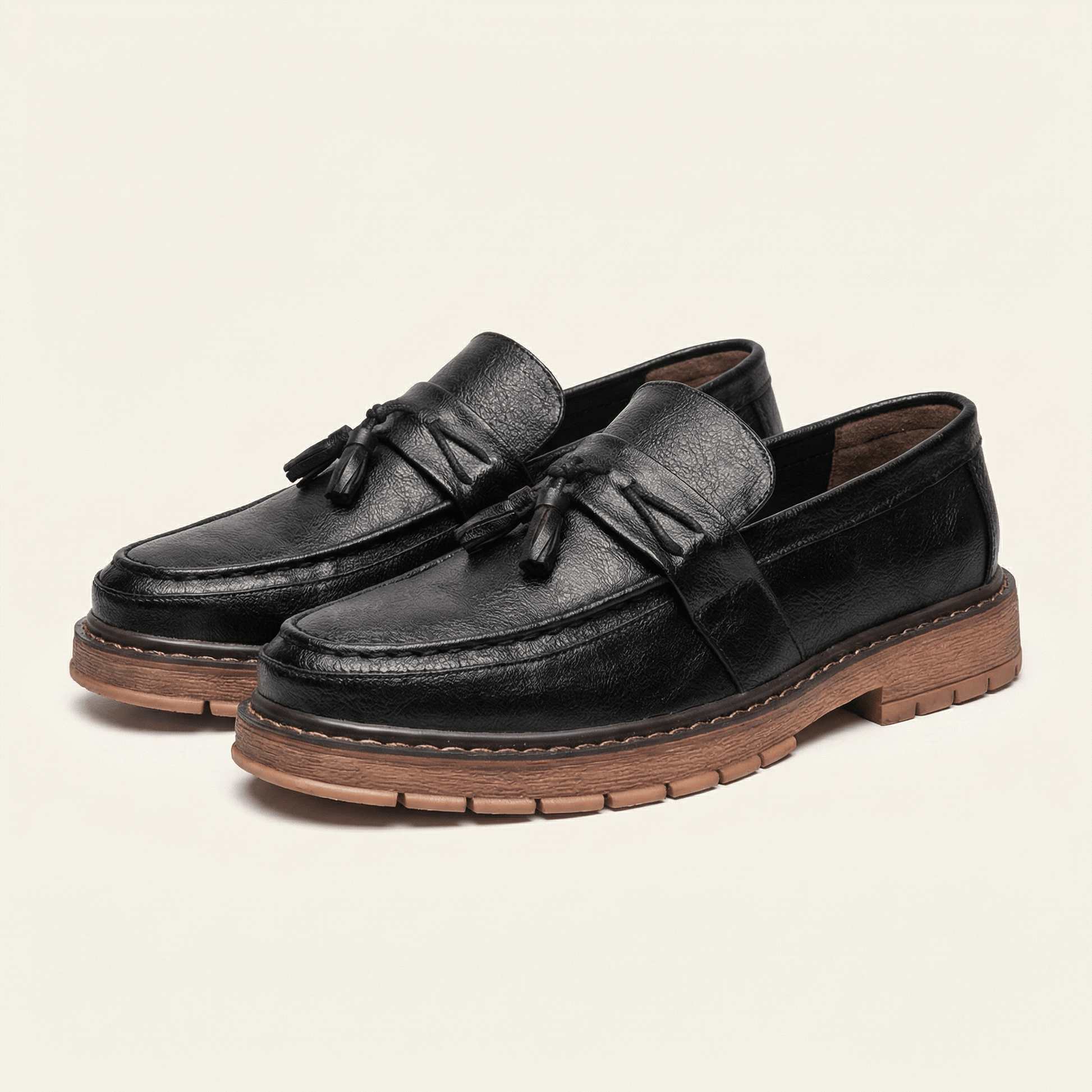 Mocassin Homme Plateforme à Pampilles Semelle Crantée