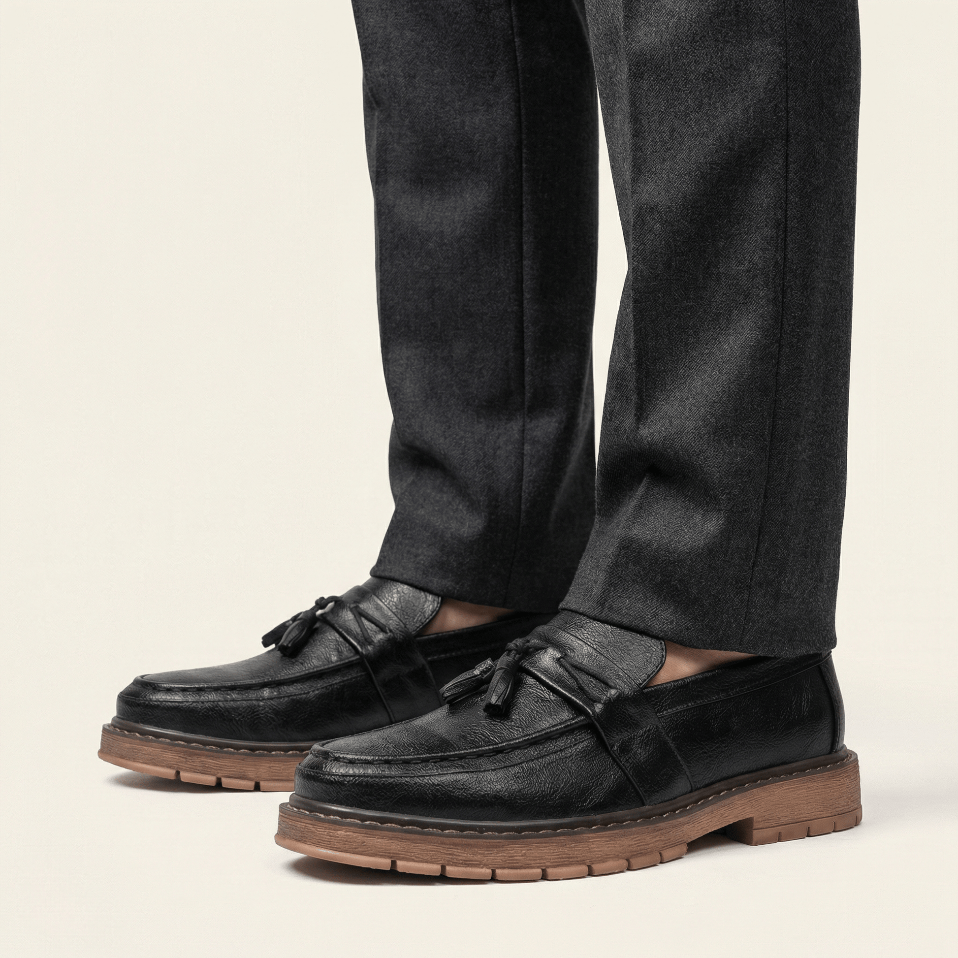 Mocassin Homme Plateforme à Pampilles Semelle Crantée