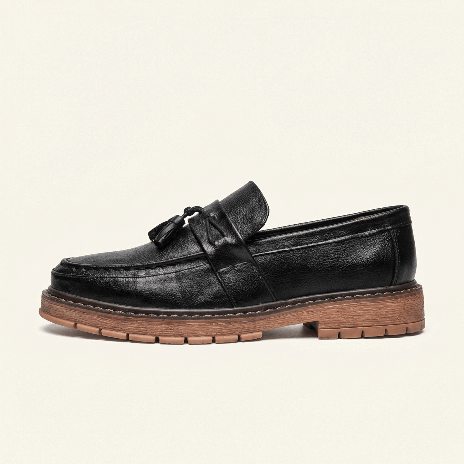 Mocassin Homme Plateforme à Pampilles Semelle Crantée