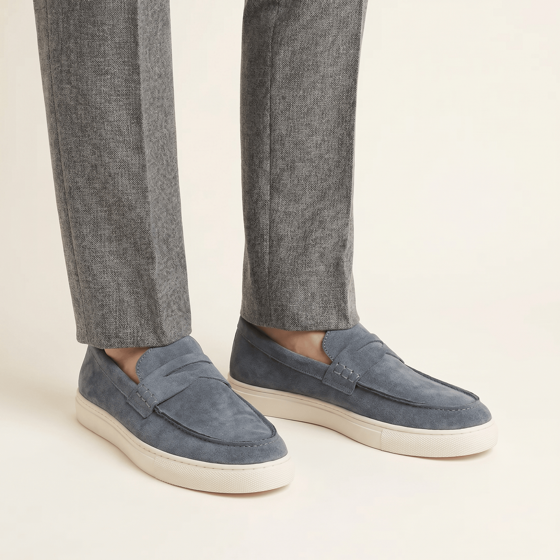 Mocassin Homme Penny Loafer Style Espadrille en Cuir Suédé