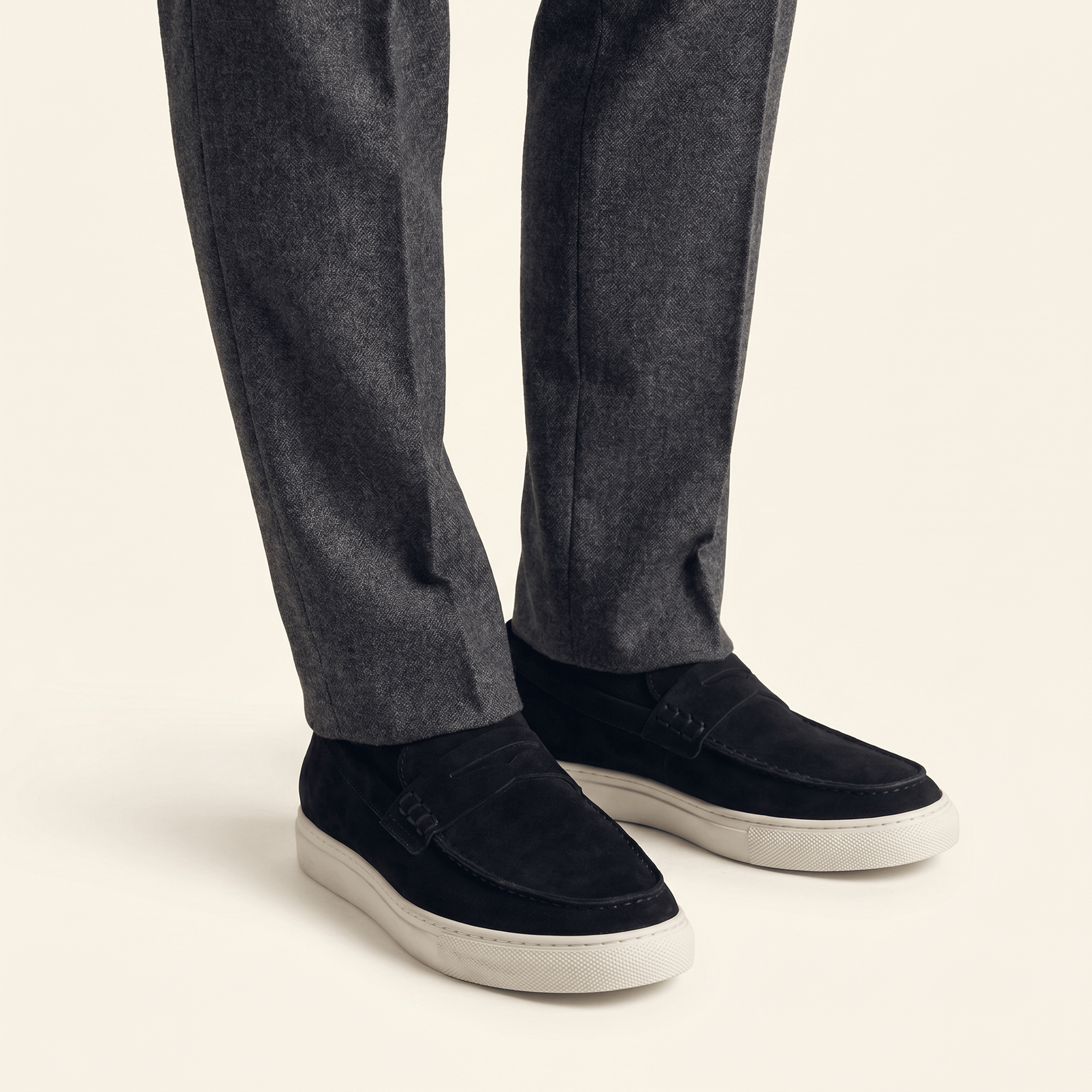 Mocassin Homme Penny Loafer Style Espadrille en Cuir Suédé