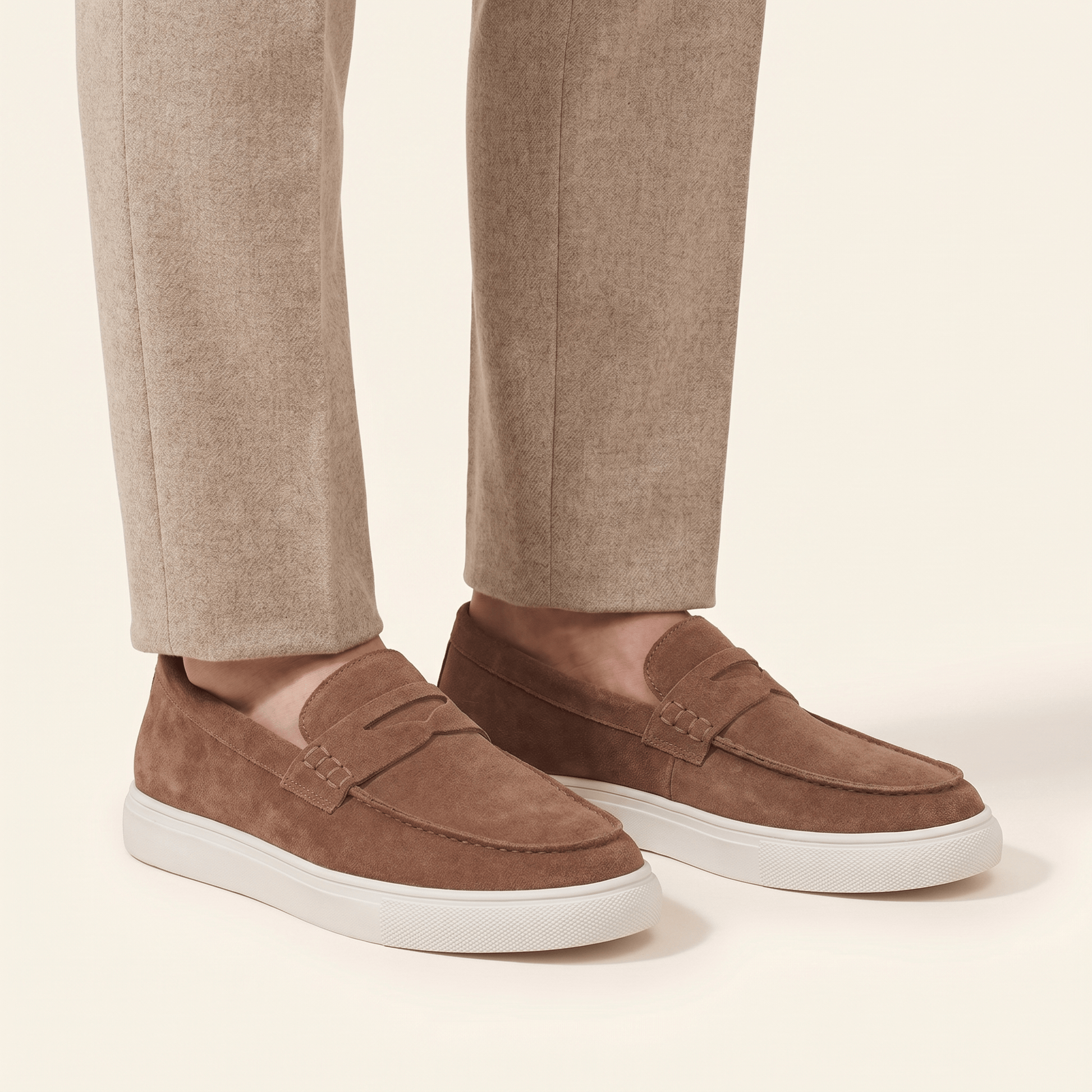 Mocassin Homme Penny Loafer Style Espadrille en Cuir Suédé