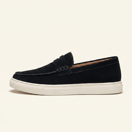 Mocassin Homme Penny Loafer Style Espadrille en Cuir Suédé
