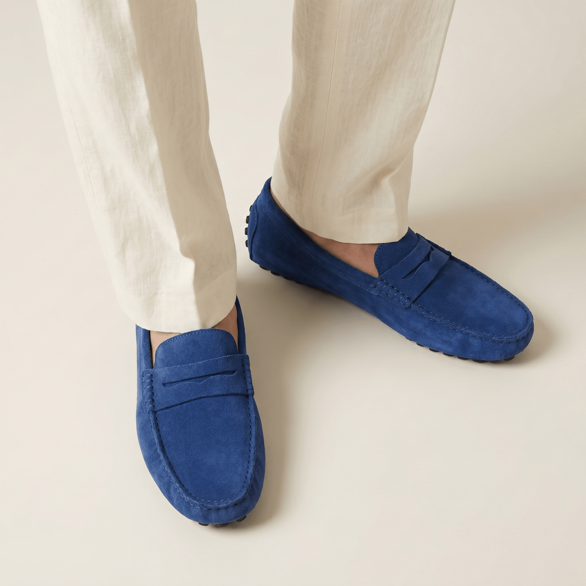Mocassin Homme Souple en Cuir Suédé à Bande