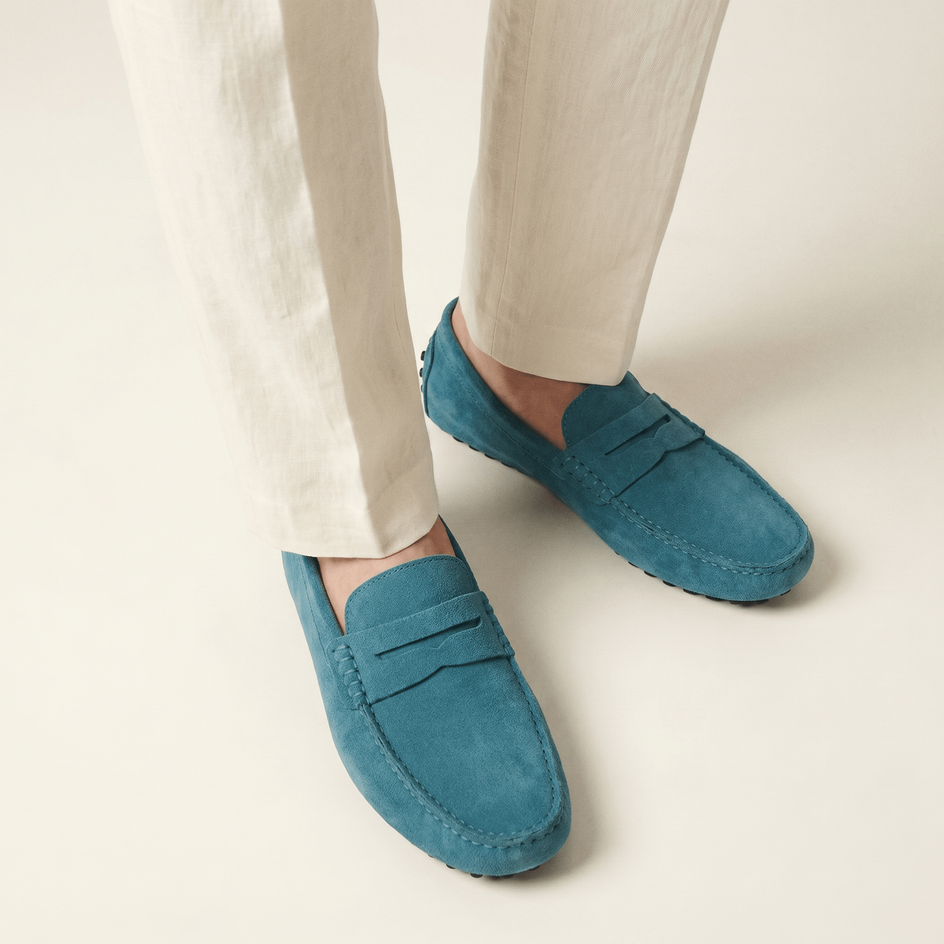 Mocassin Homme Souple en Cuir Suédé à Bande