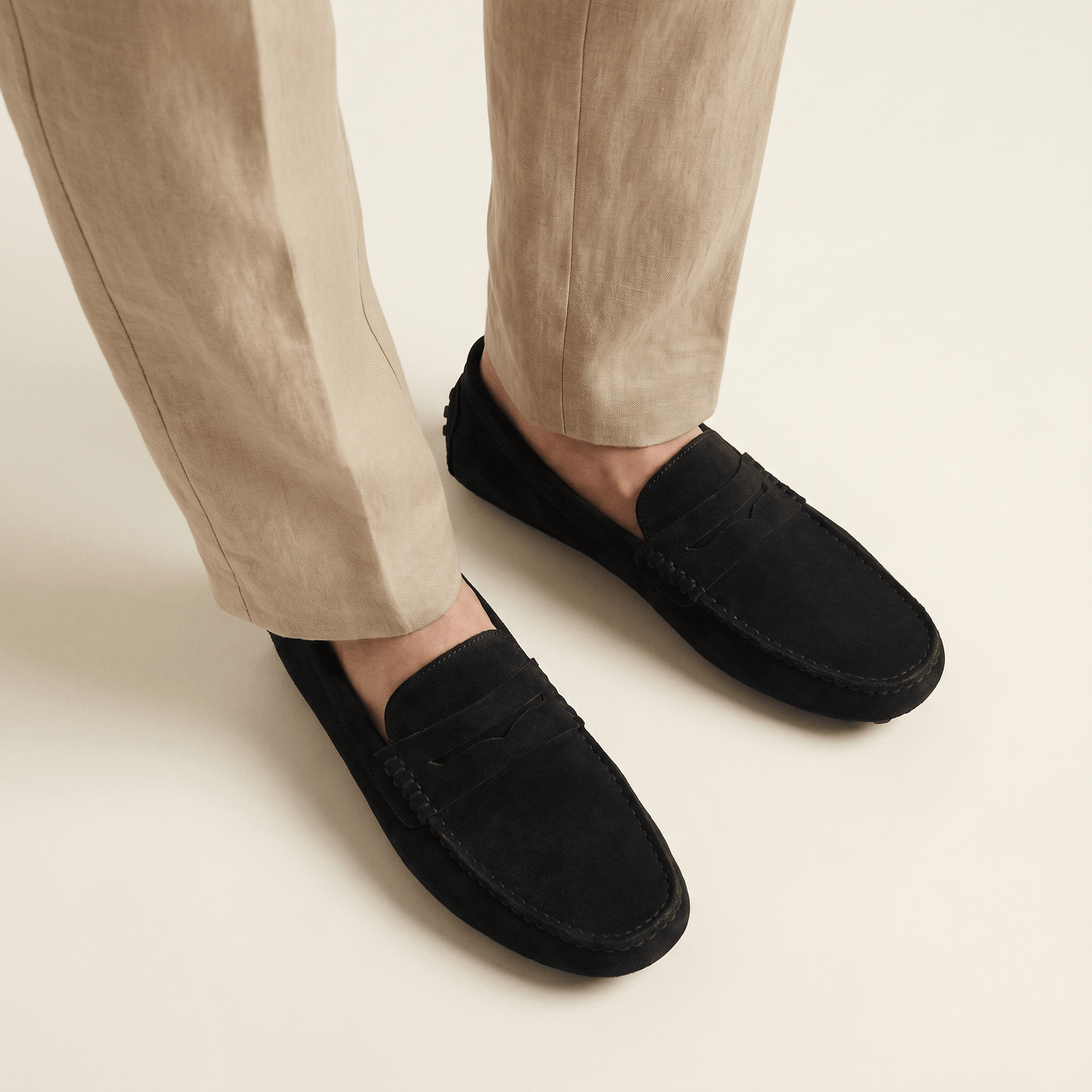 Mocassin Homme Souple en Cuir Suédé à Bande