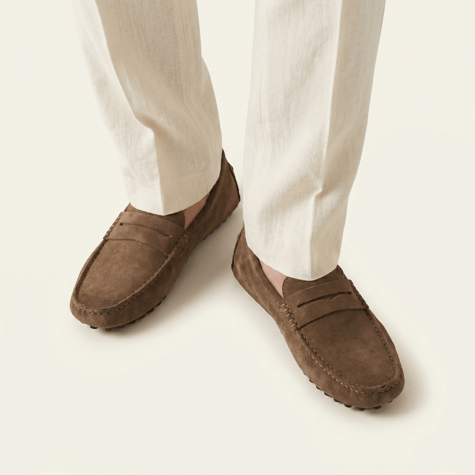 Mocassin Homme Souple en Cuir Suédé à Bande