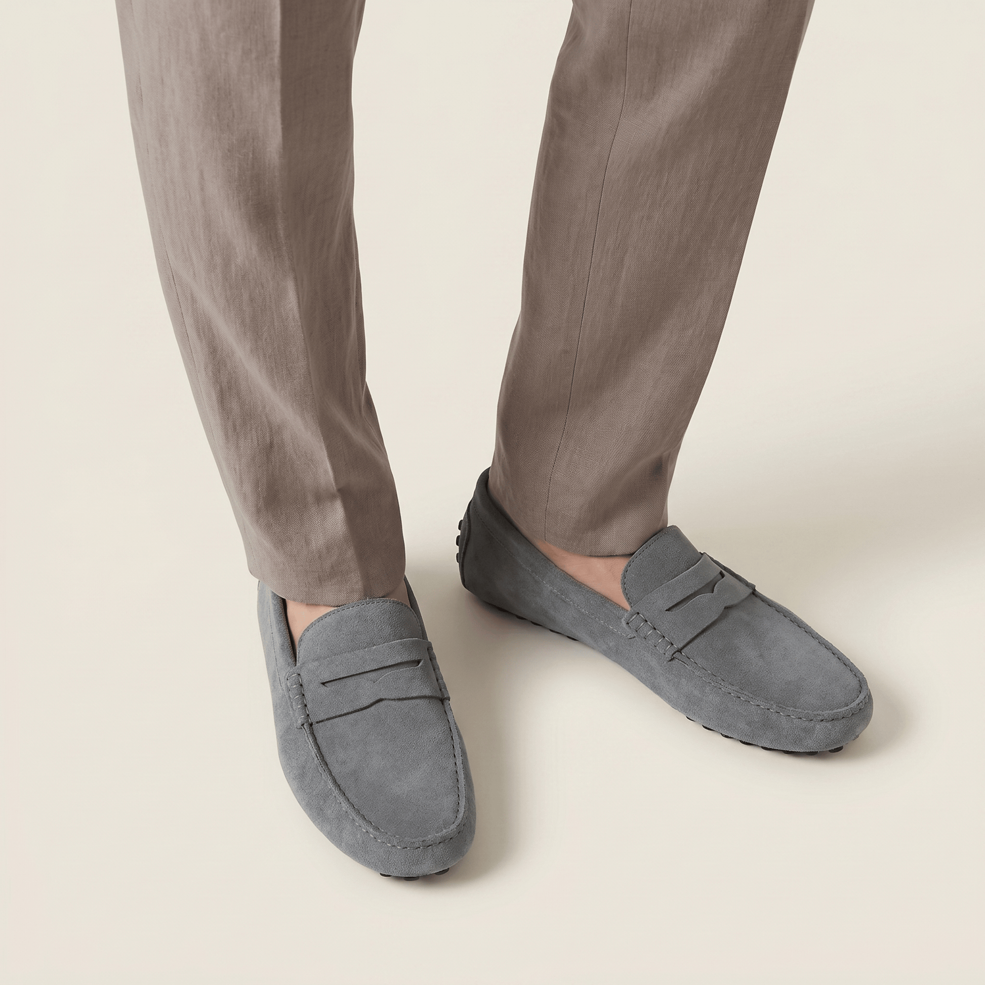 Mocassin Homme Souple en Cuir Suédé à Bande