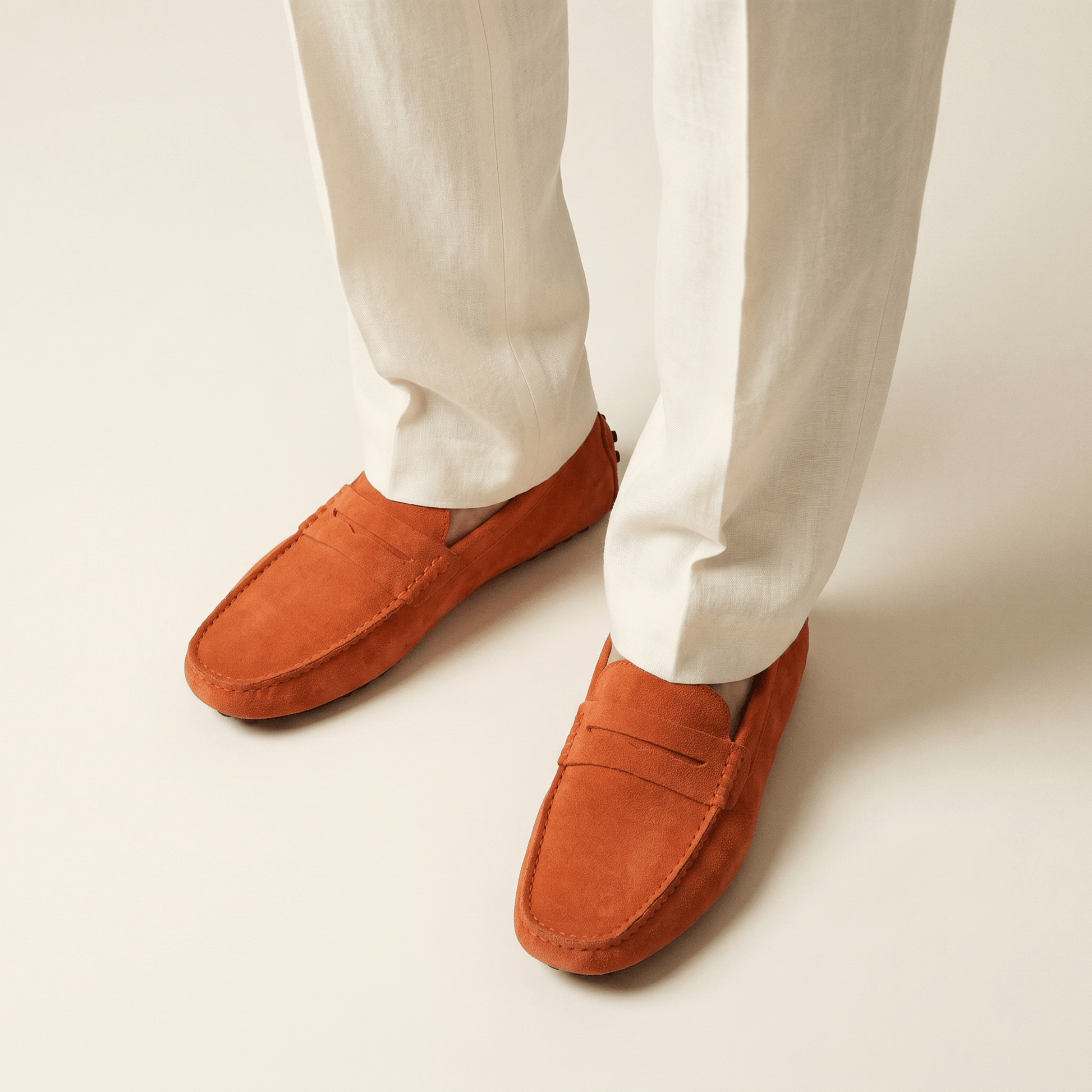 Mocassin Homme Souple en Cuir Suédé à Bande
