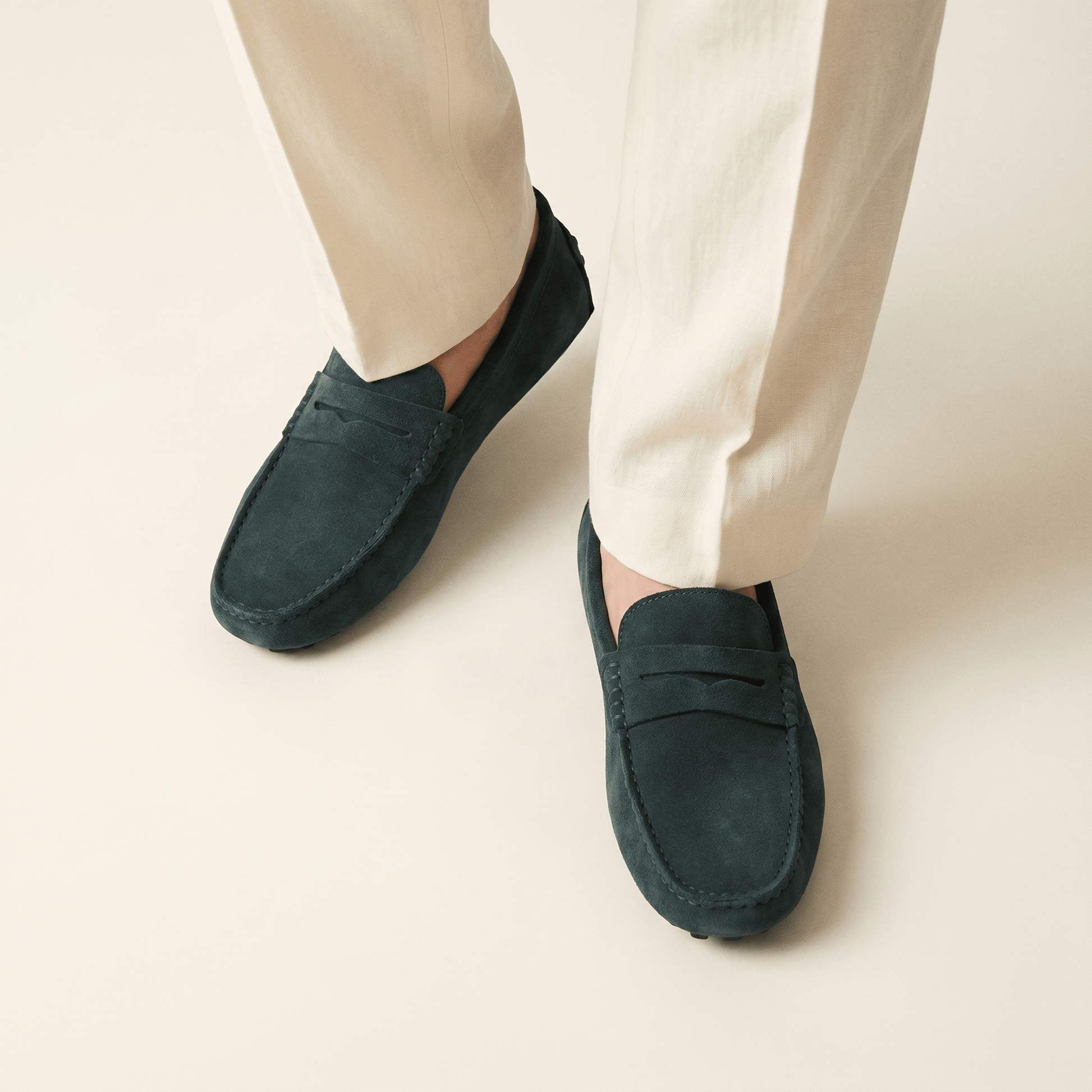 Mocassin Homme Souple en Cuir Suédé à Bande