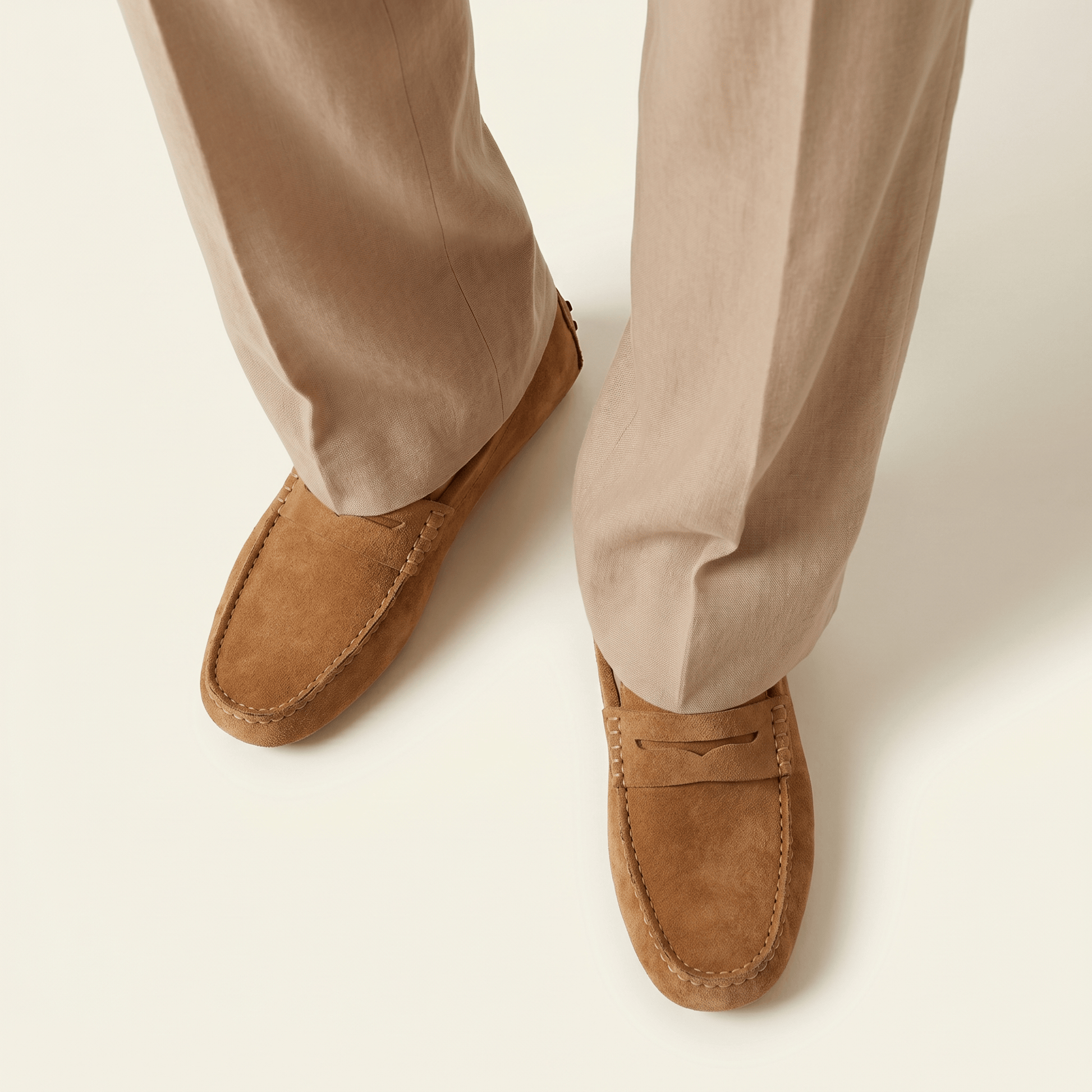 Mocassin Homme Souple en Cuir Suédé à Bande