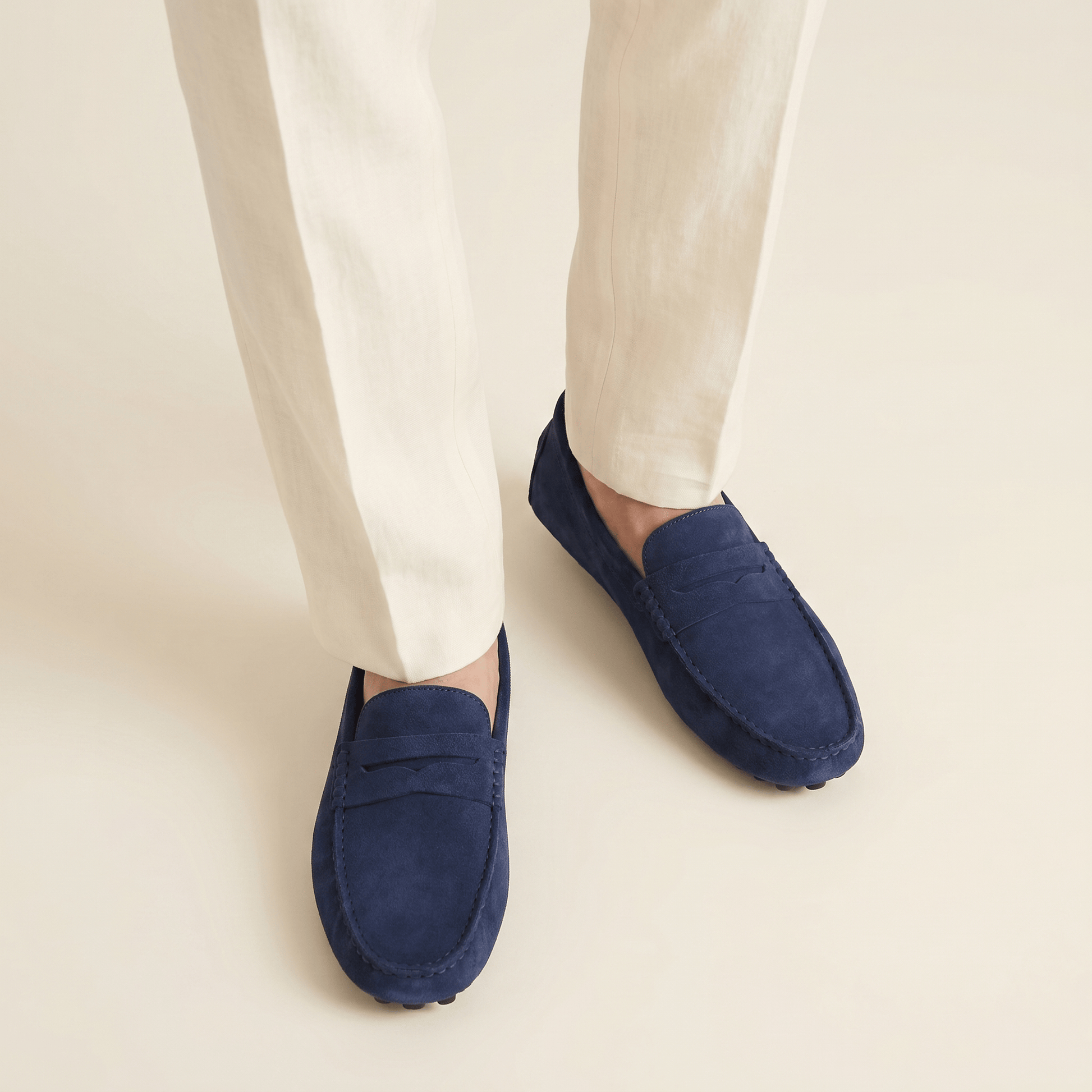 Mocassin Homme Souple en Cuir Suédé à Bande