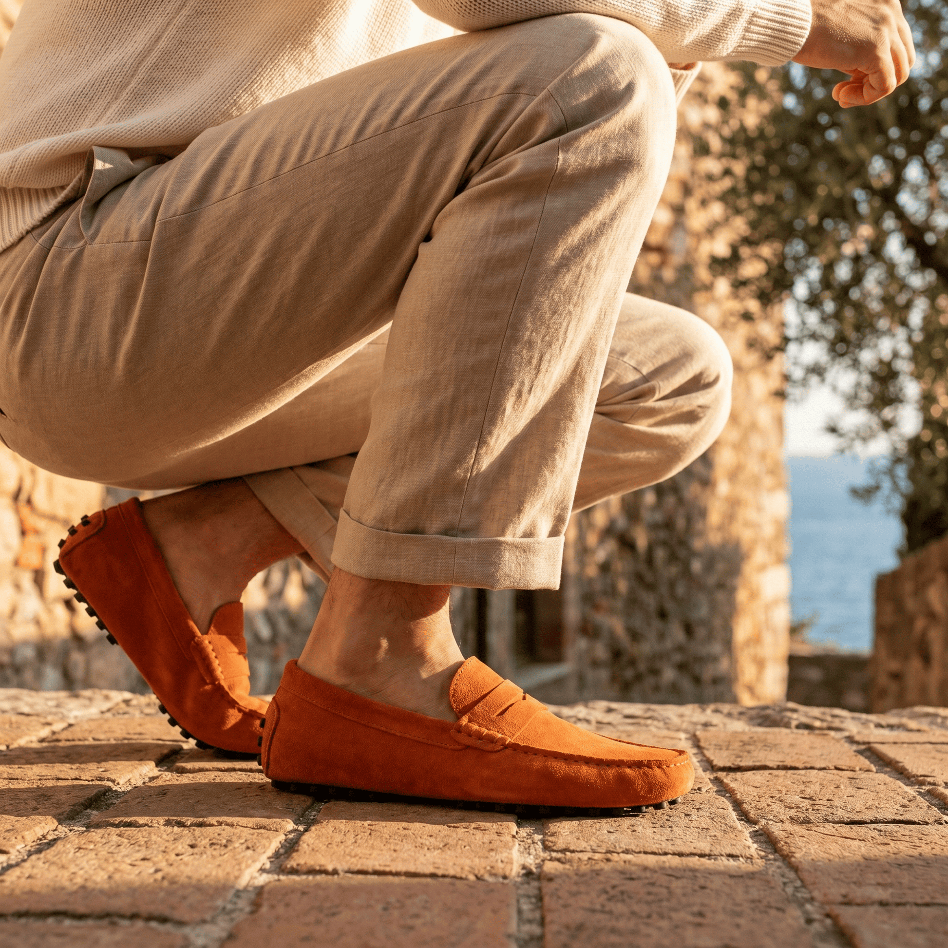 Mocassin Homme Souple en Cuir Suédé à Bande