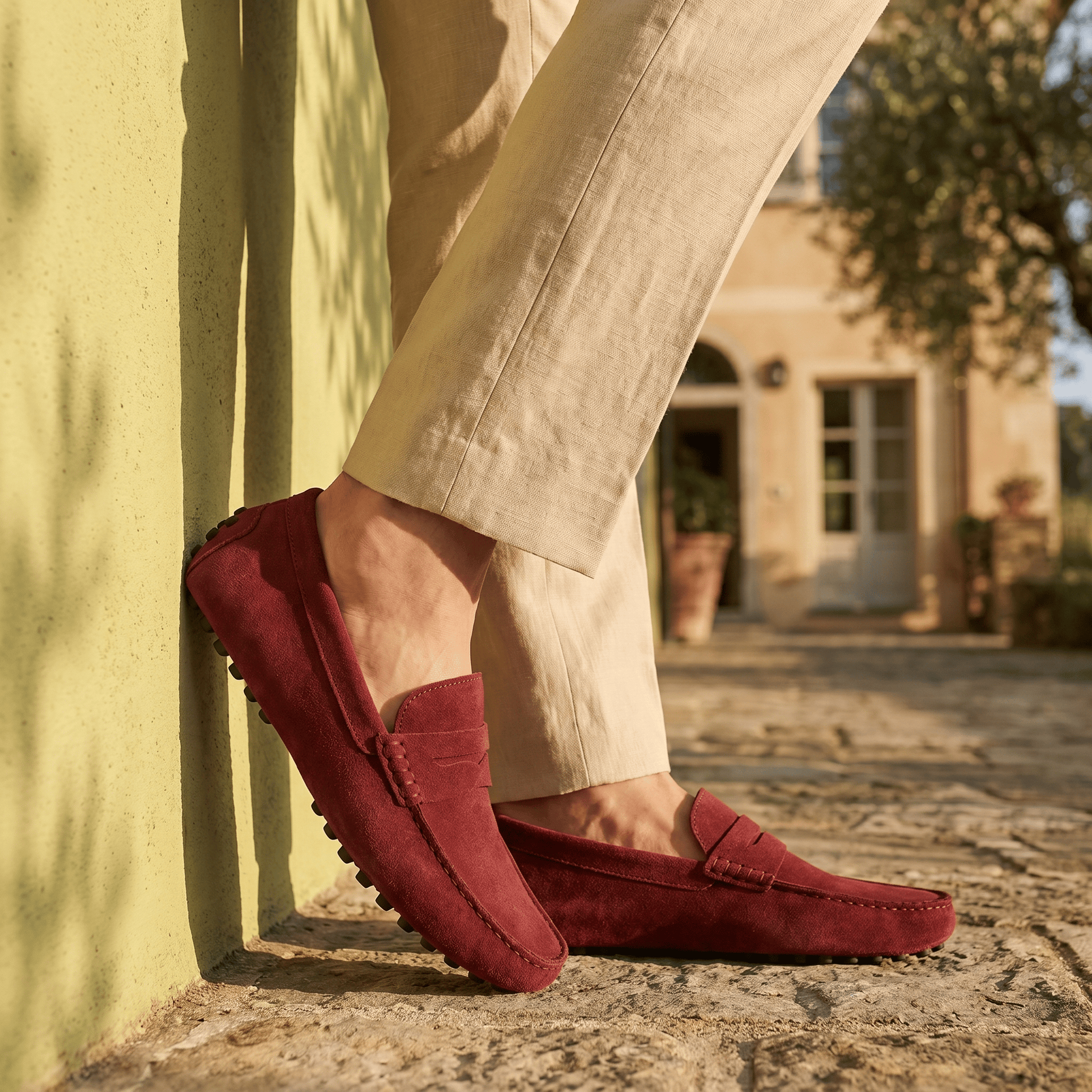 Mocassin Homme Souple en Cuir Suédé à Bande