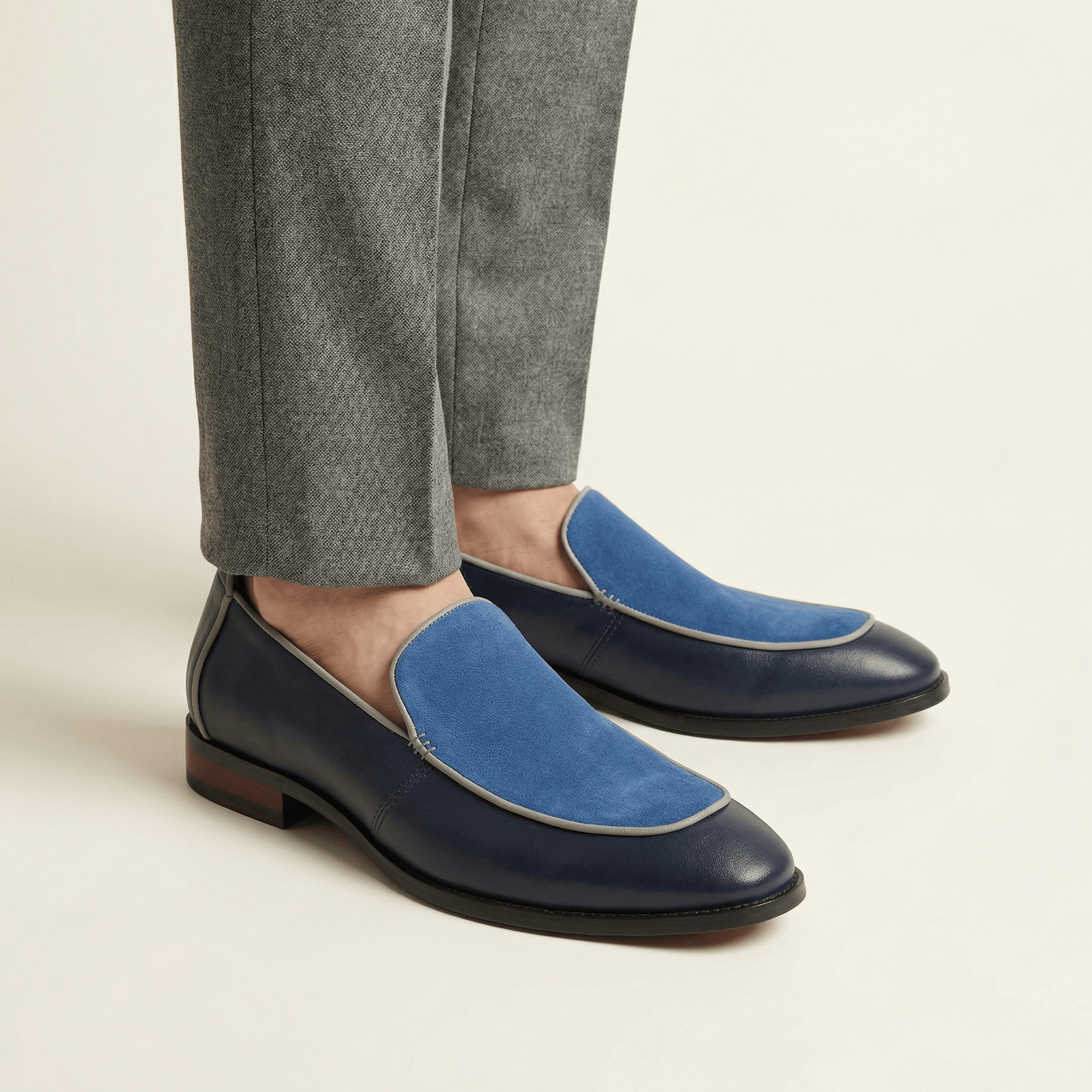 Mocassin Slipper Bicolore en Cuir