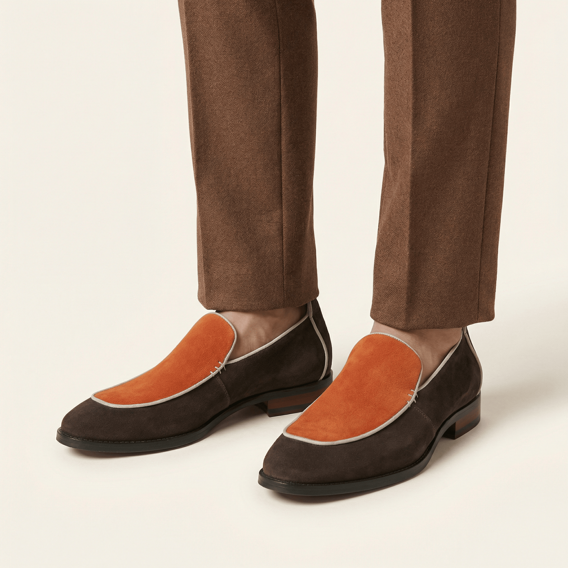 Mocassin Slipper Bicolore en Cuir