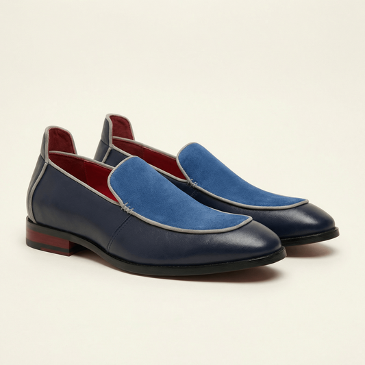 Mocassin Slipper Bicolore en Cuir