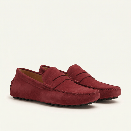 Mocassin Homme Souple en Cuir Suédé à Bande