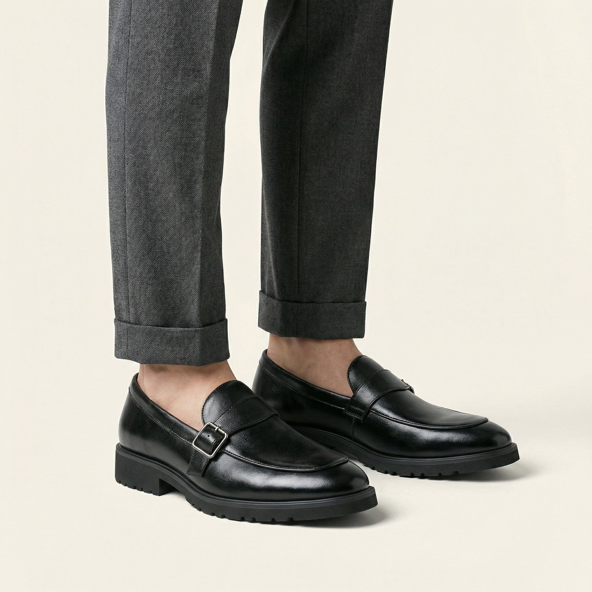 Mocassin Style Monk Strap à Boucle