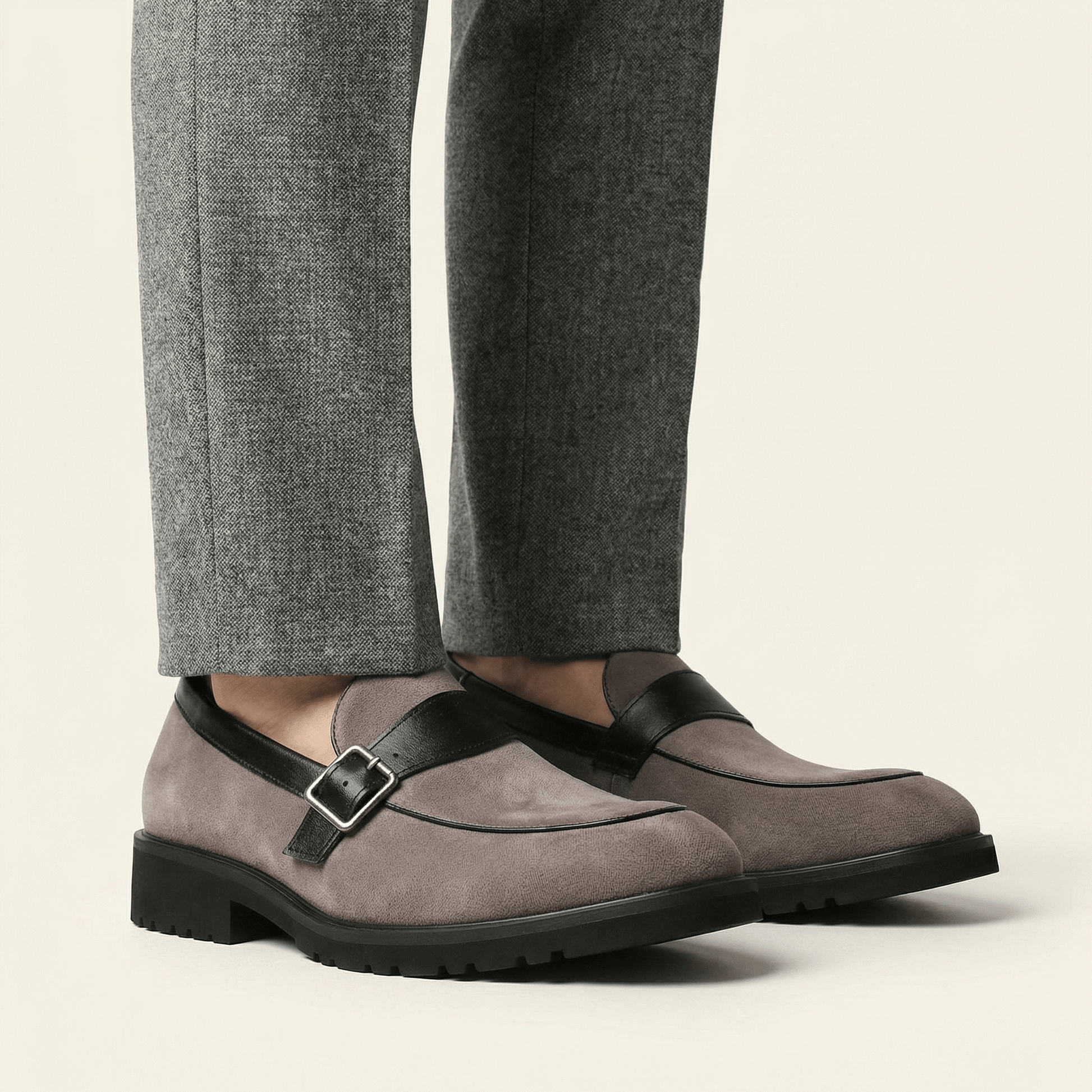 Mocassin Style Monk Strap à Boucle