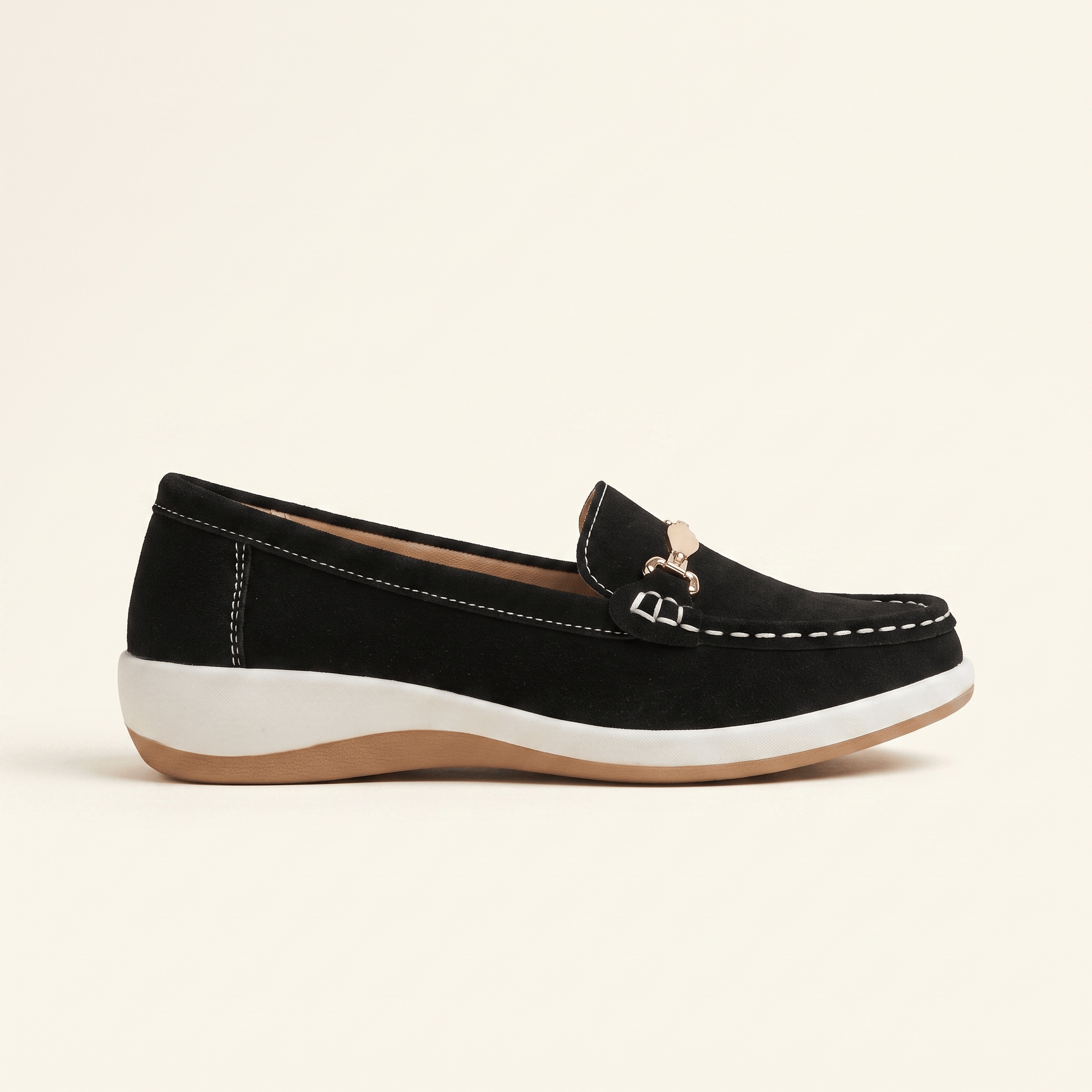 Mocassins Femme Daim Mors Métallique Plates