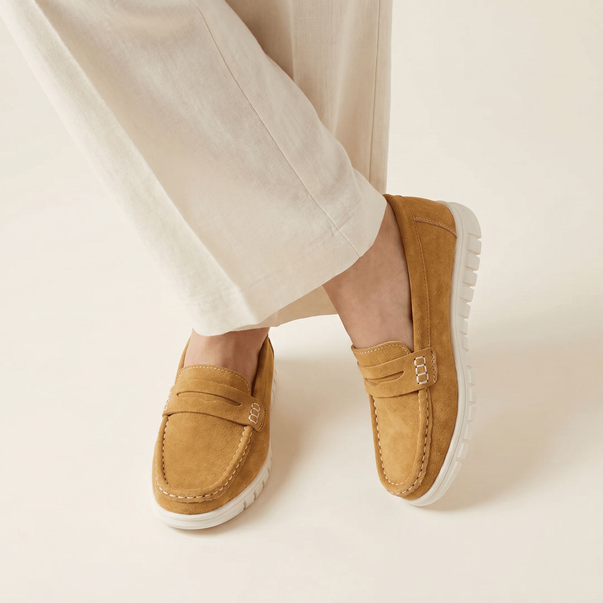 Mocassins Femme Daim Penny Loafer Semelle Épaisse