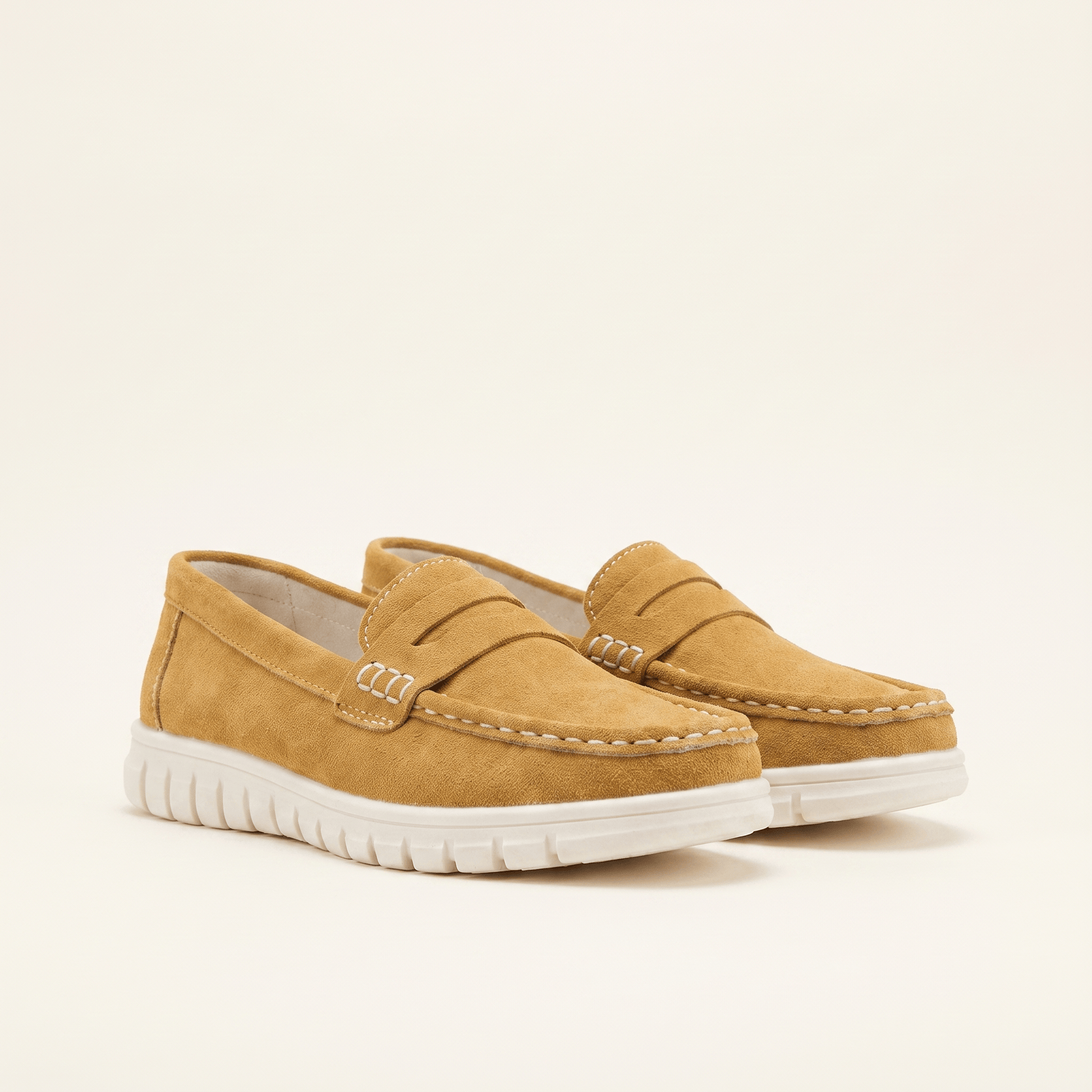 Mocassins Femme Daim Penny Loafer Semelle Épaisse