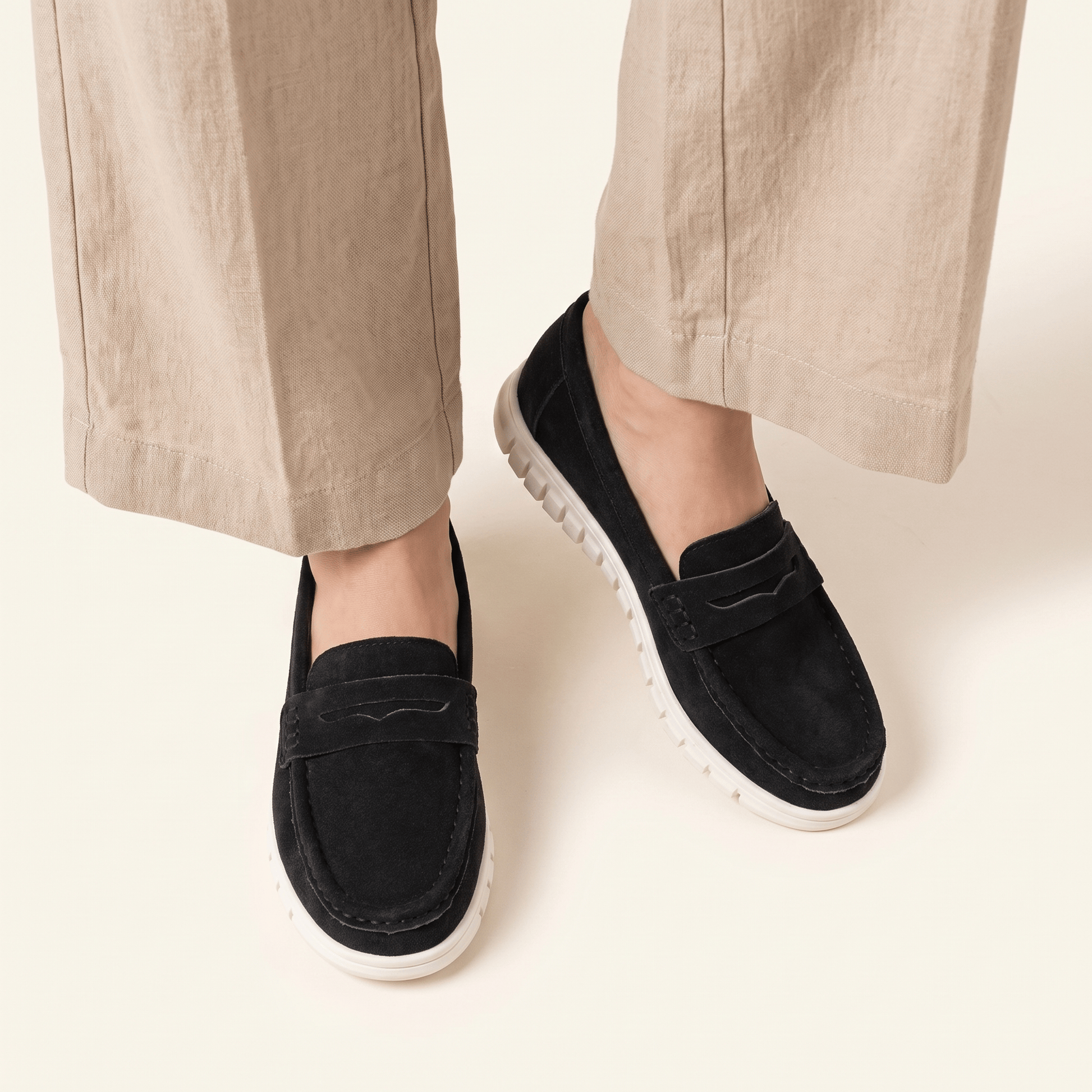 Mocassins Femme Daim Penny Loafer Semelle Épaisse