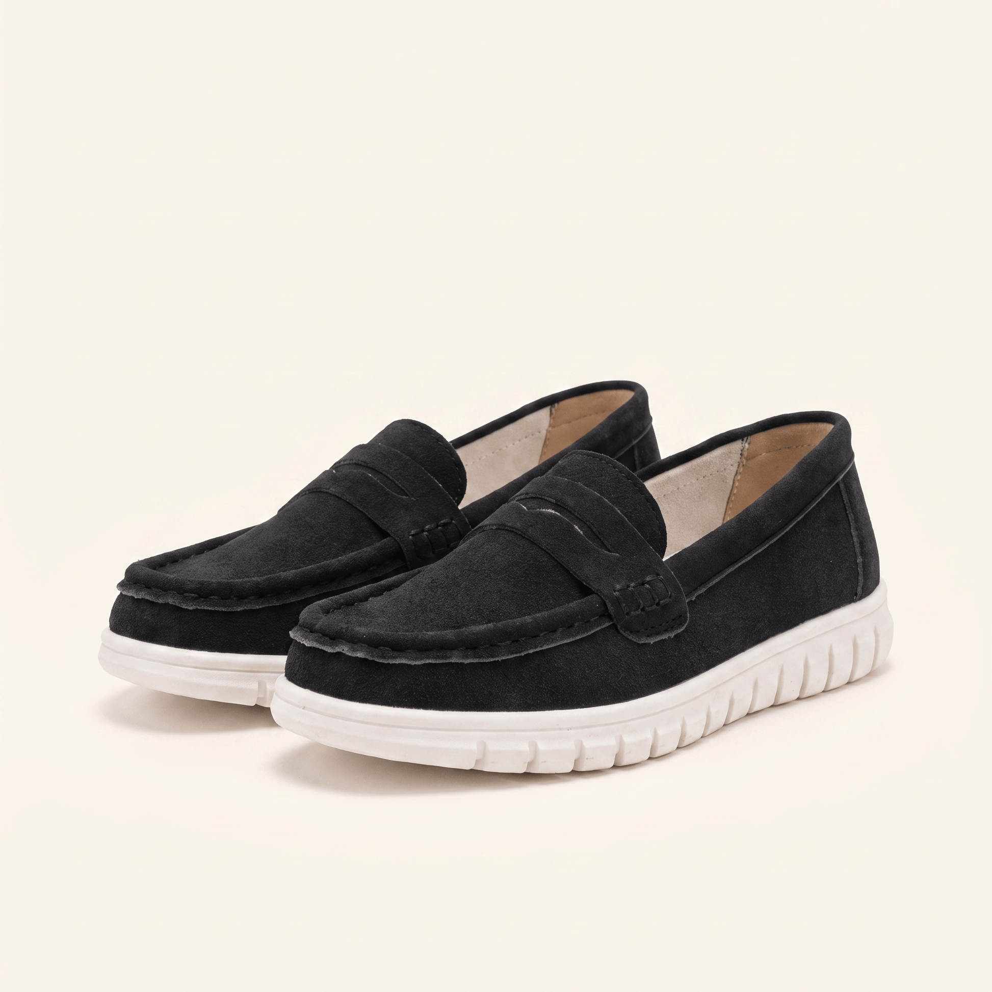 Mocassins Femme Daim Penny Loafer Semelle Épaisse
