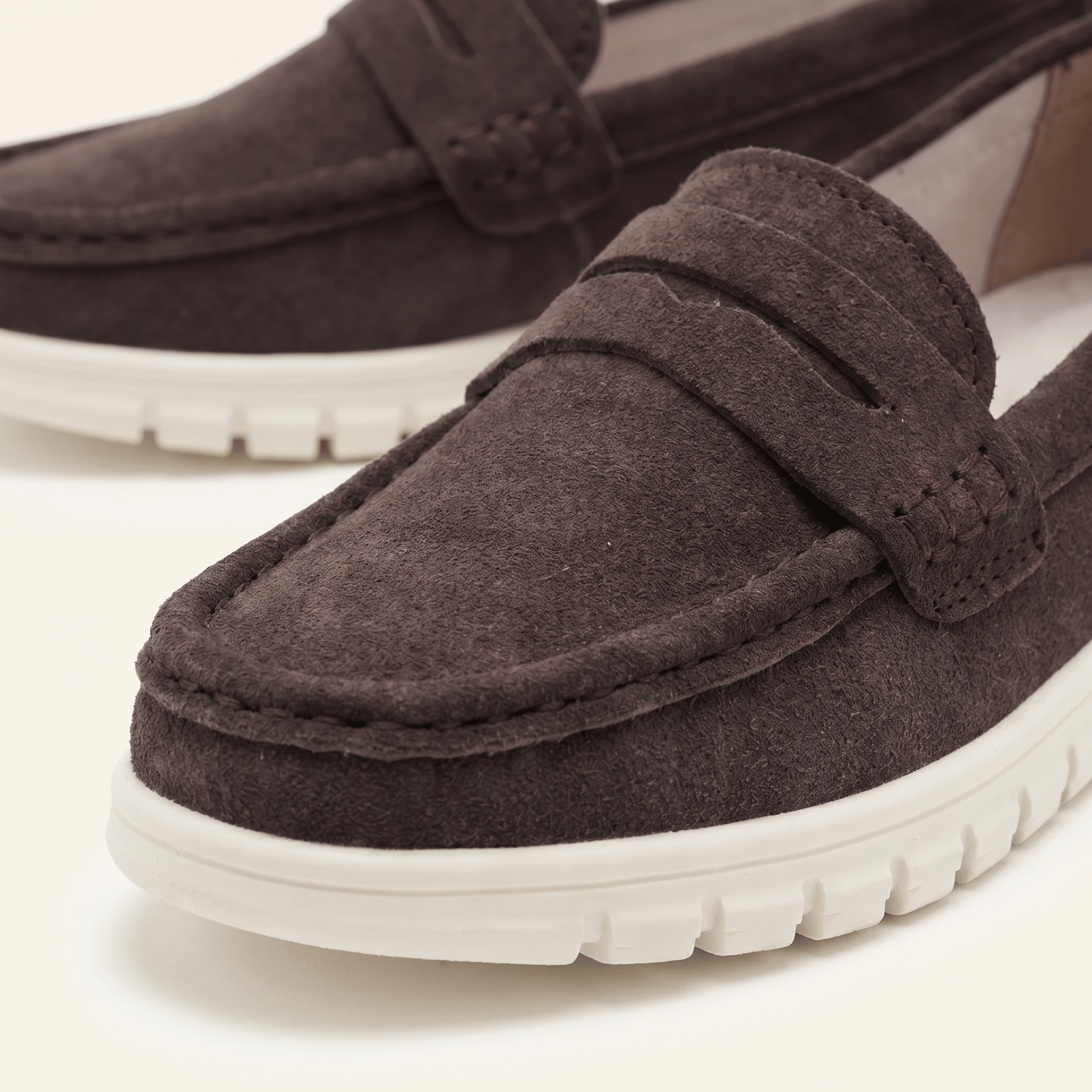 Mocassins Femme Daim Penny Loafer Semelle Épaisse