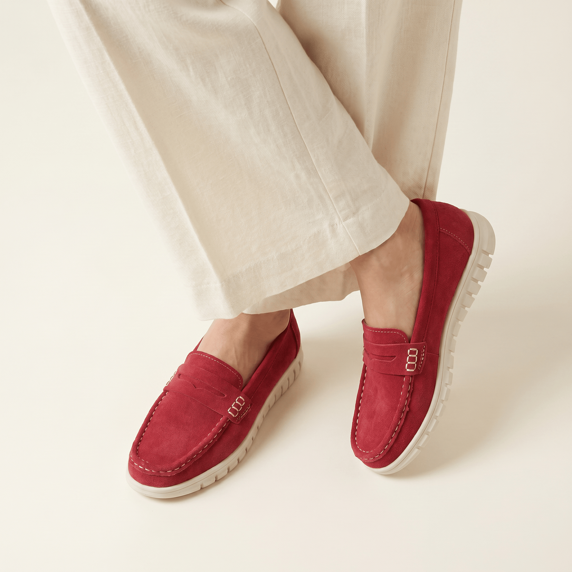Mocassins Femme Daim Penny Loafer Semelle Épaisse