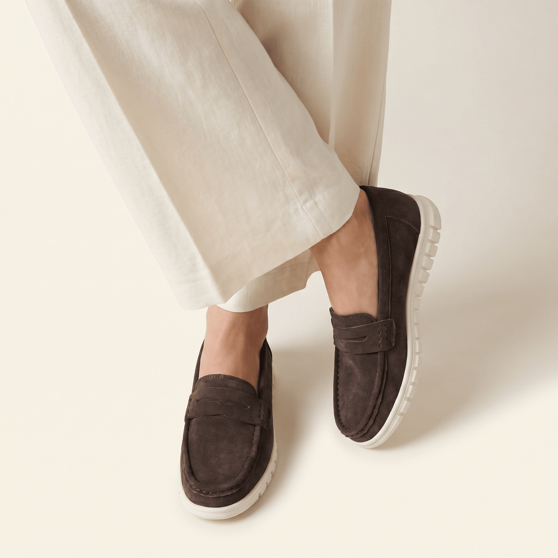 Mocassins Femme Daim Penny Loafer Semelle Épaisse
