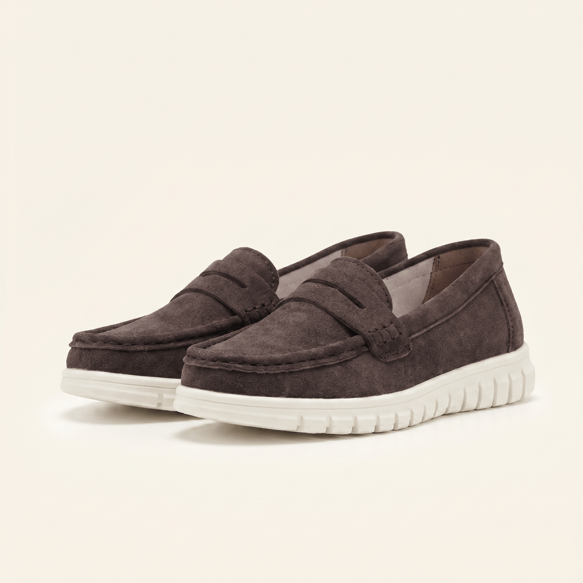 Mocassins Femme Daim Penny Loafer Semelle Épaisse