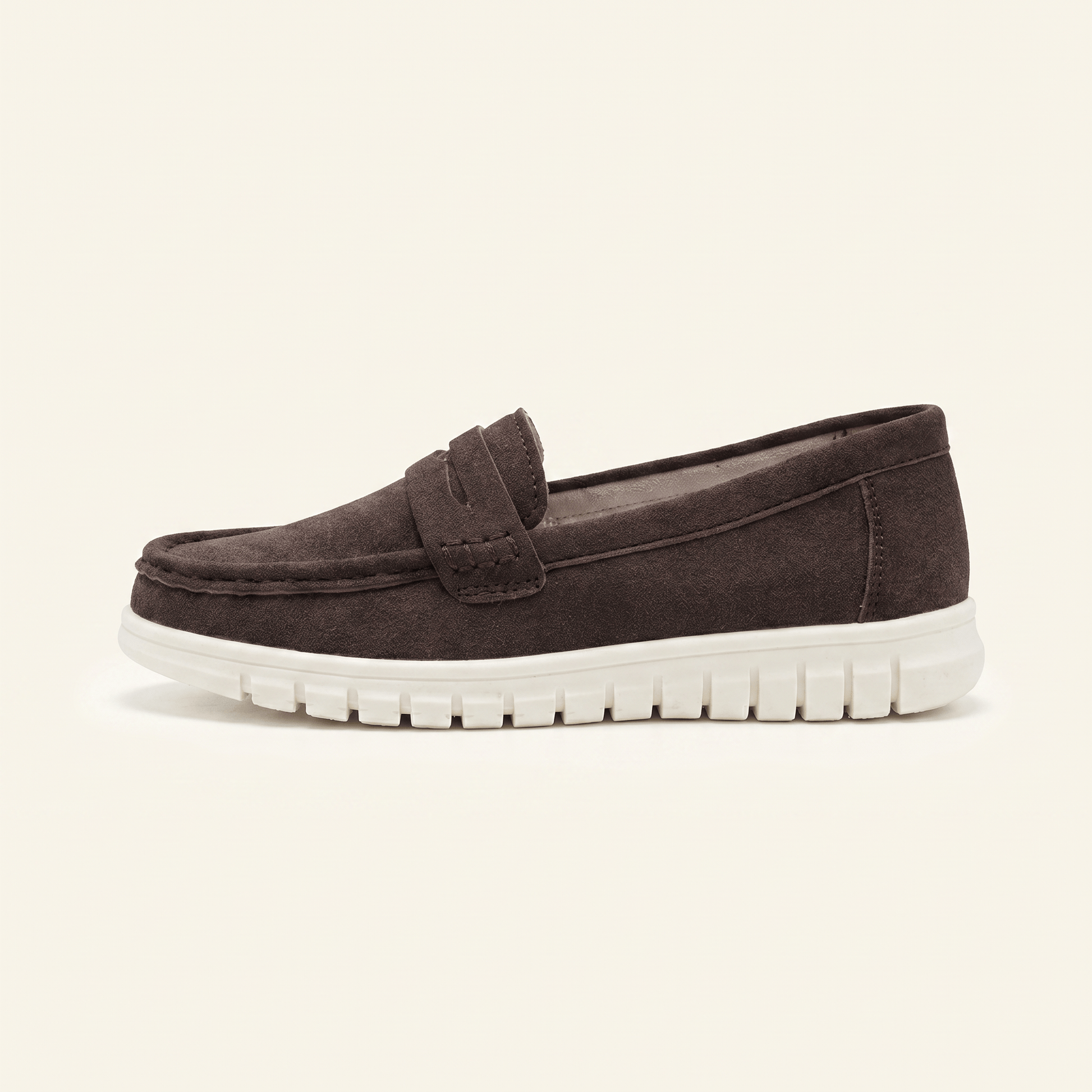 Mocassins Femme Daim Penny Loafer Semelle Épaisse