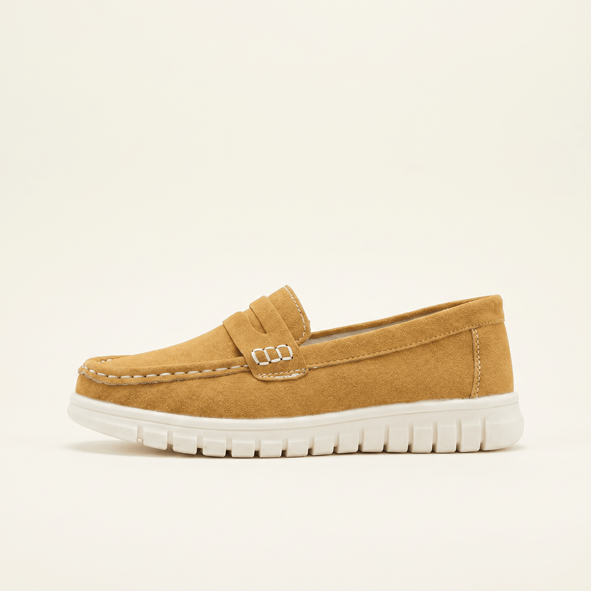Mocassins Femme Daim Penny Loafer Semelle Épaisse