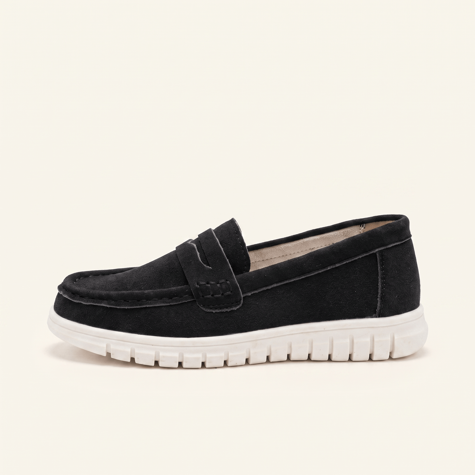 Mocassins Femme Daim Penny Loafer Semelle Épaisse