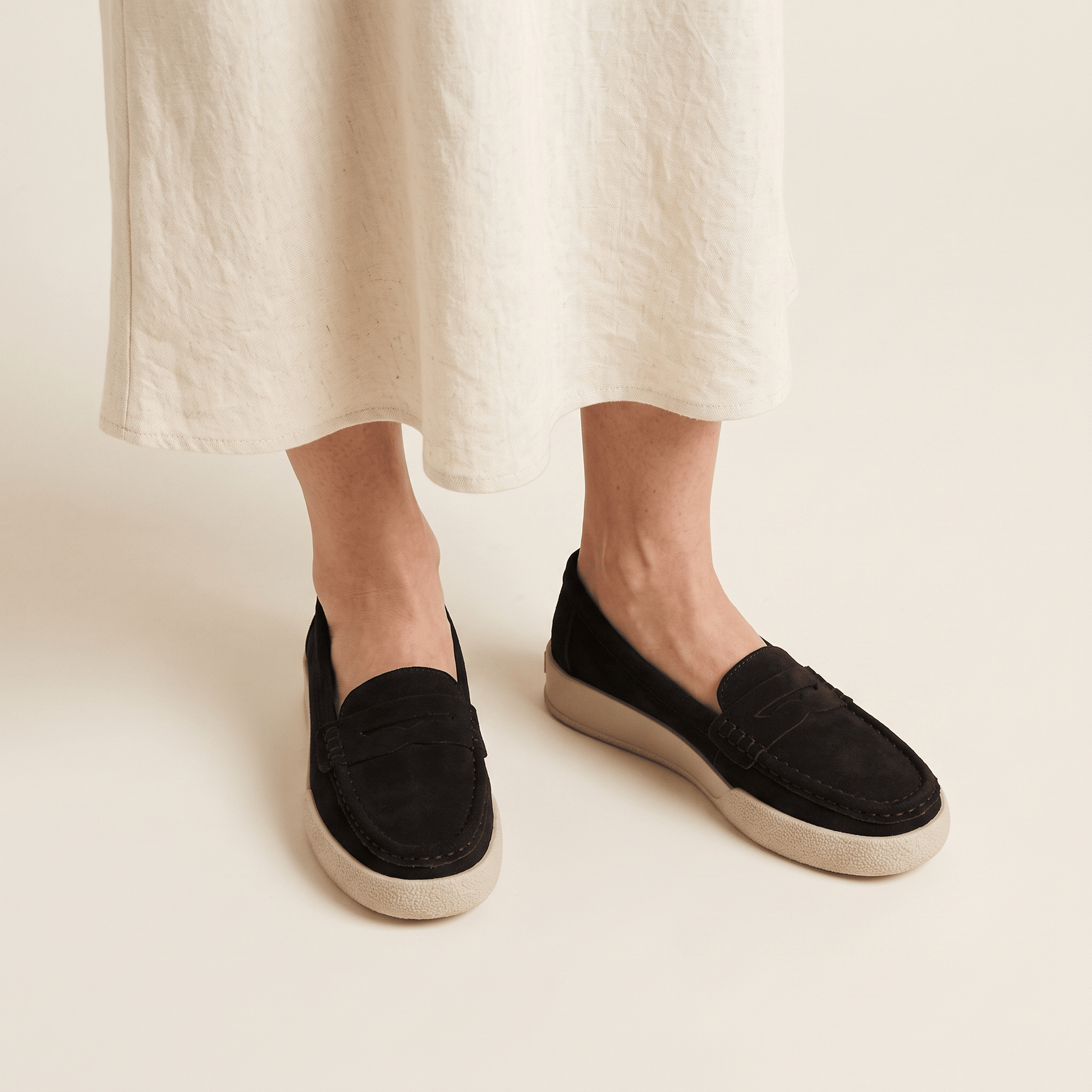 Mocassins Femme Penny Daim Bout Rond Chaussures Plates