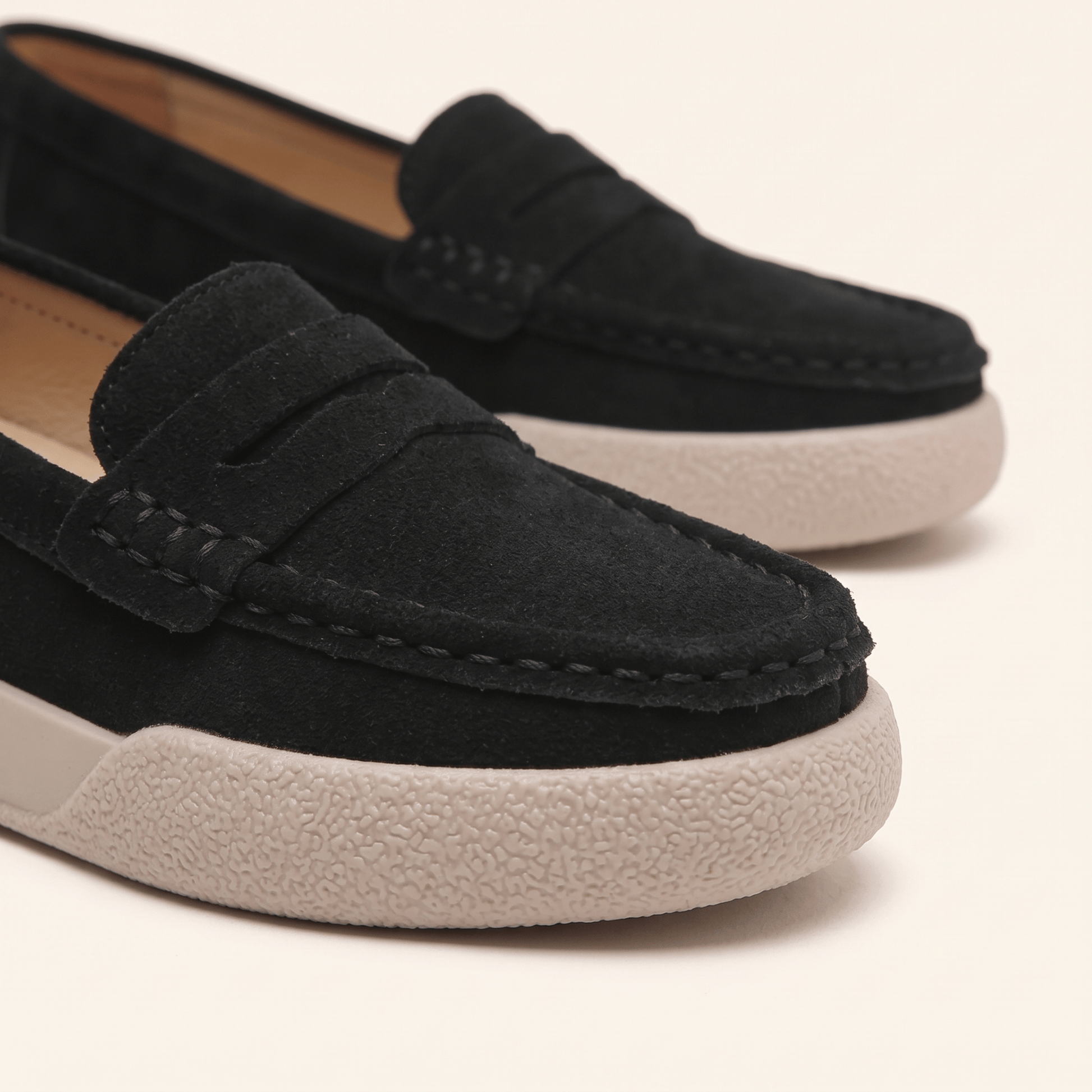 Mocassins Femme Penny Daim Bout Rond Chaussures Plates