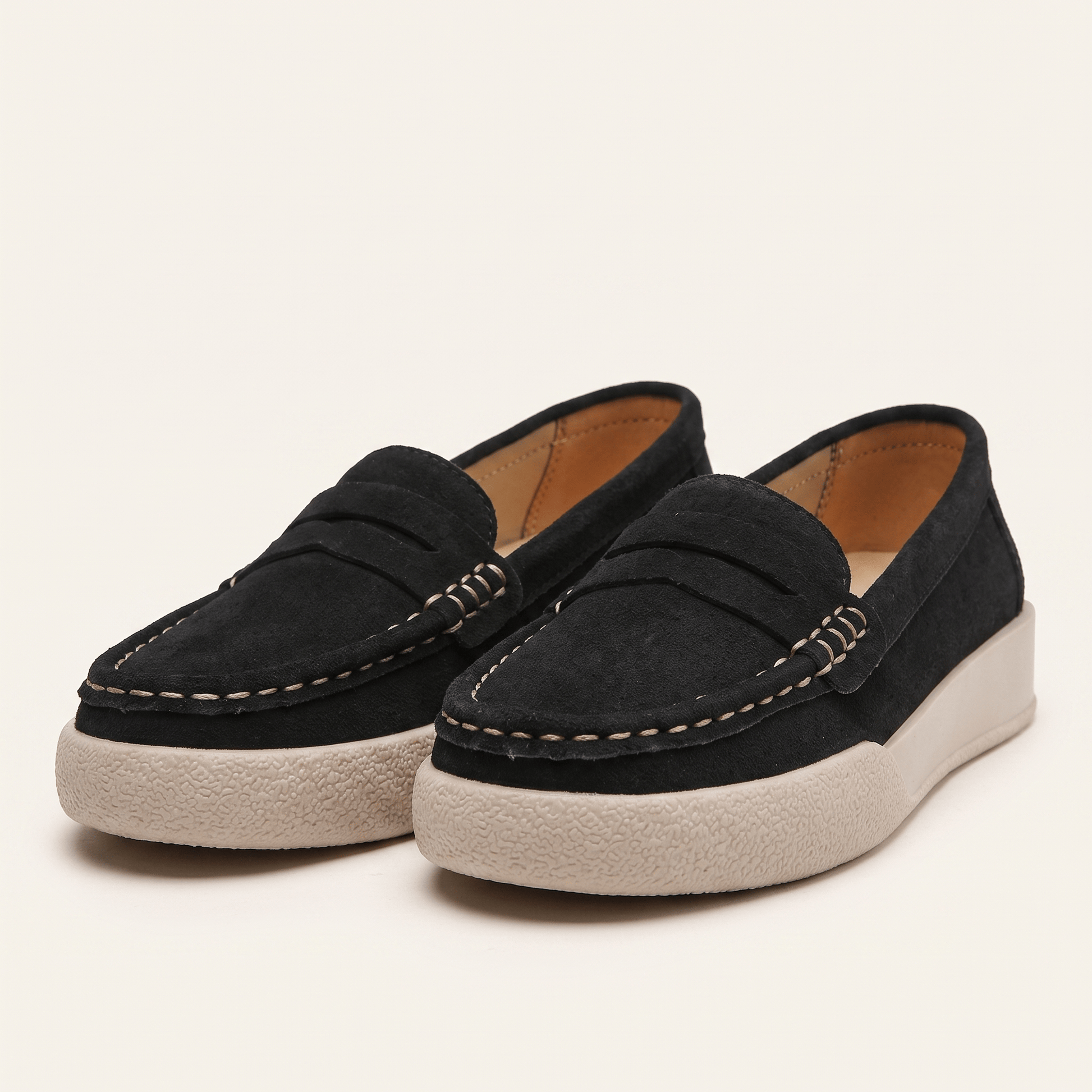 Mocassins Femme Penny Daim Bout Rond Chaussures Plates