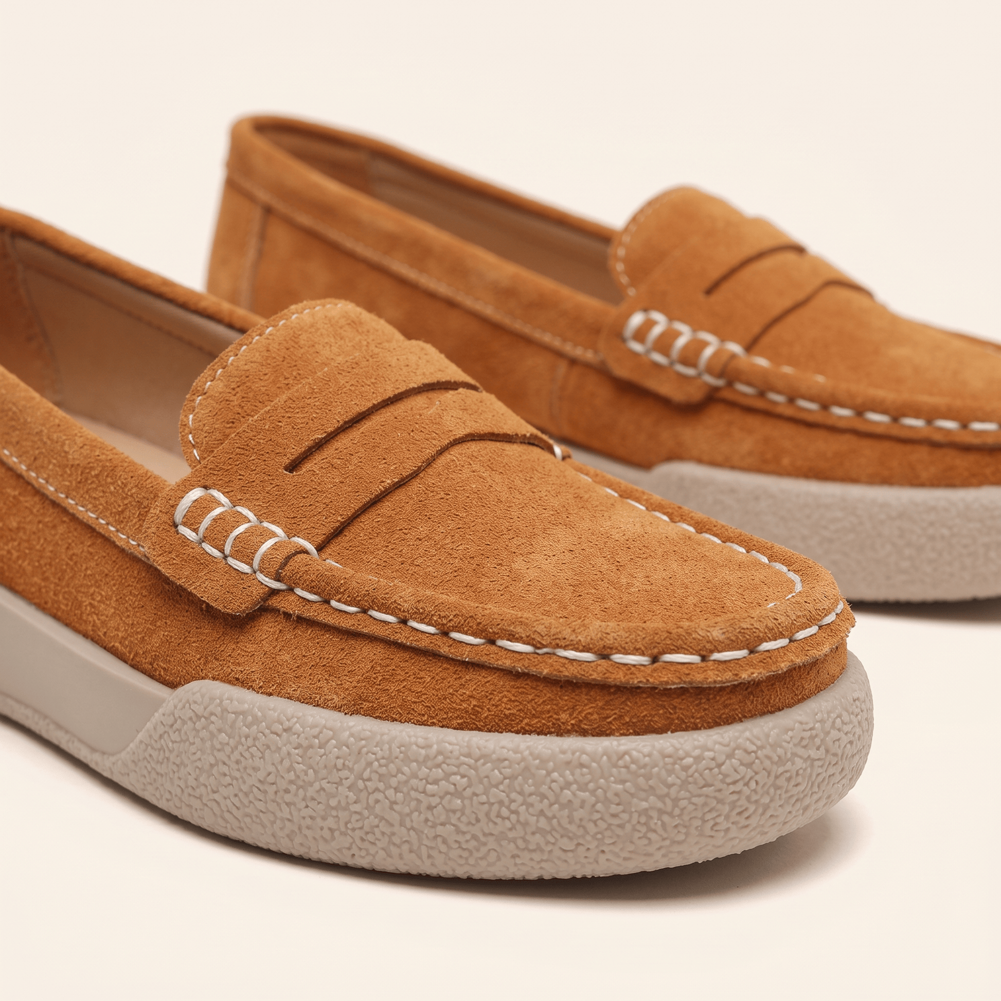 Mocassins Femme Penny Daim Bout Rond Chaussures Plates