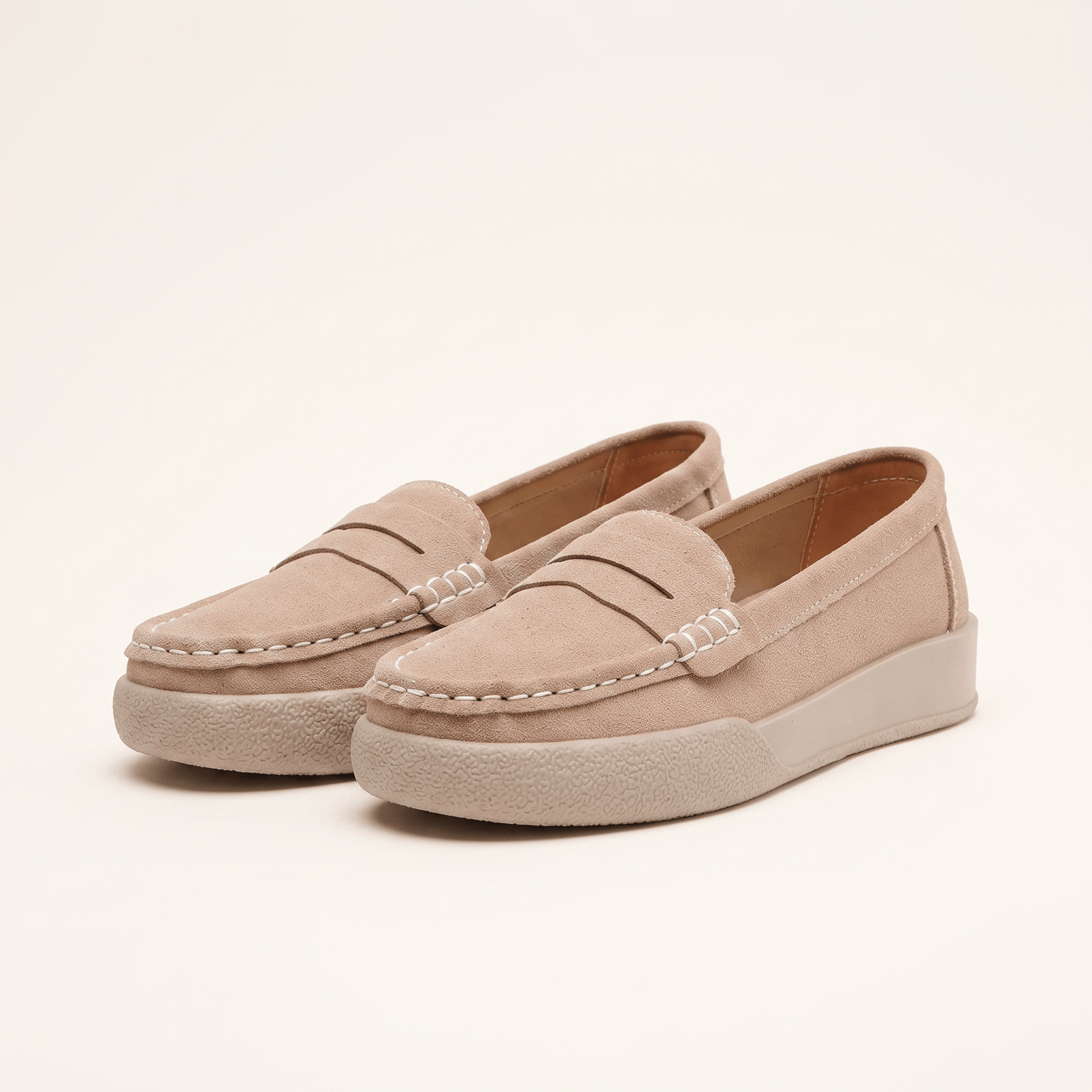 Mocassins Femme Penny Daim Bout Rond Chaussures Plates