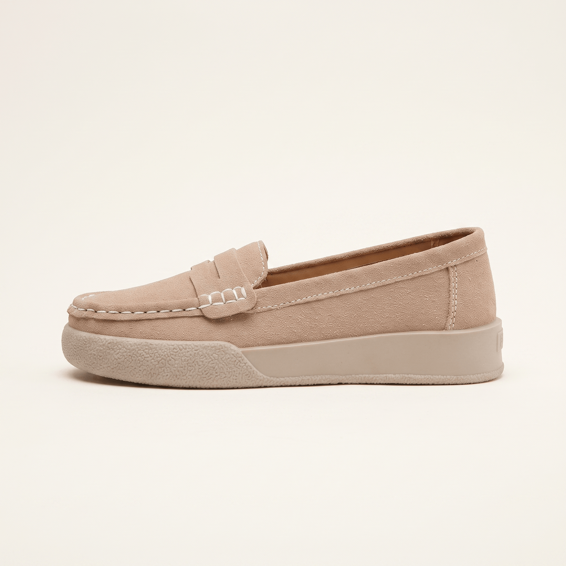 Mocassins Femme Penny Daim Bout Rond Chaussures Plates